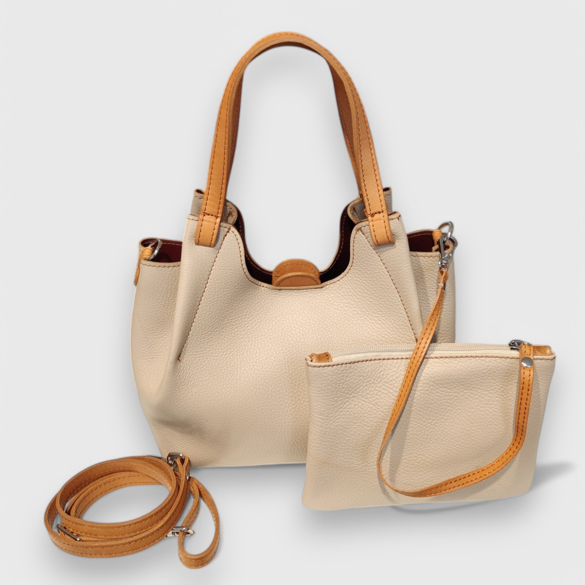 Pelletteria Pelle Nuda Milano, Artigianato italiano, Vera pelle, Negozio Borse donna, Elisa Beige