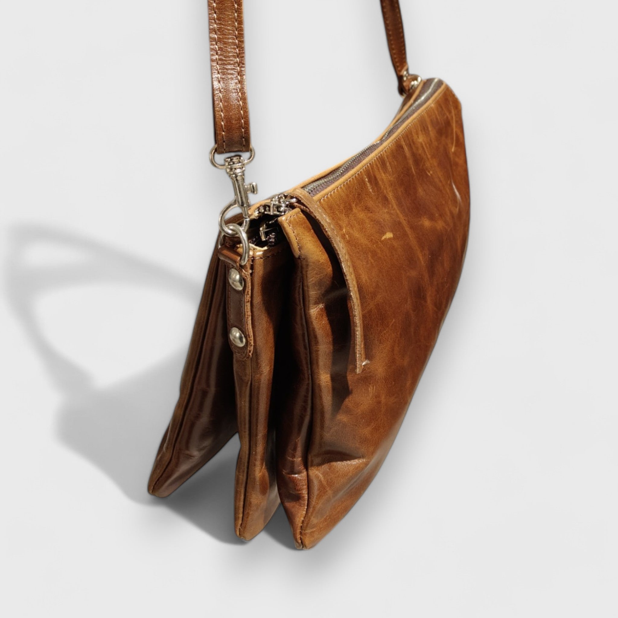 Pelletteria Pelle Nuda Milano, vera pelle, borsa donna, Artigianato Italiano, Federica marrone