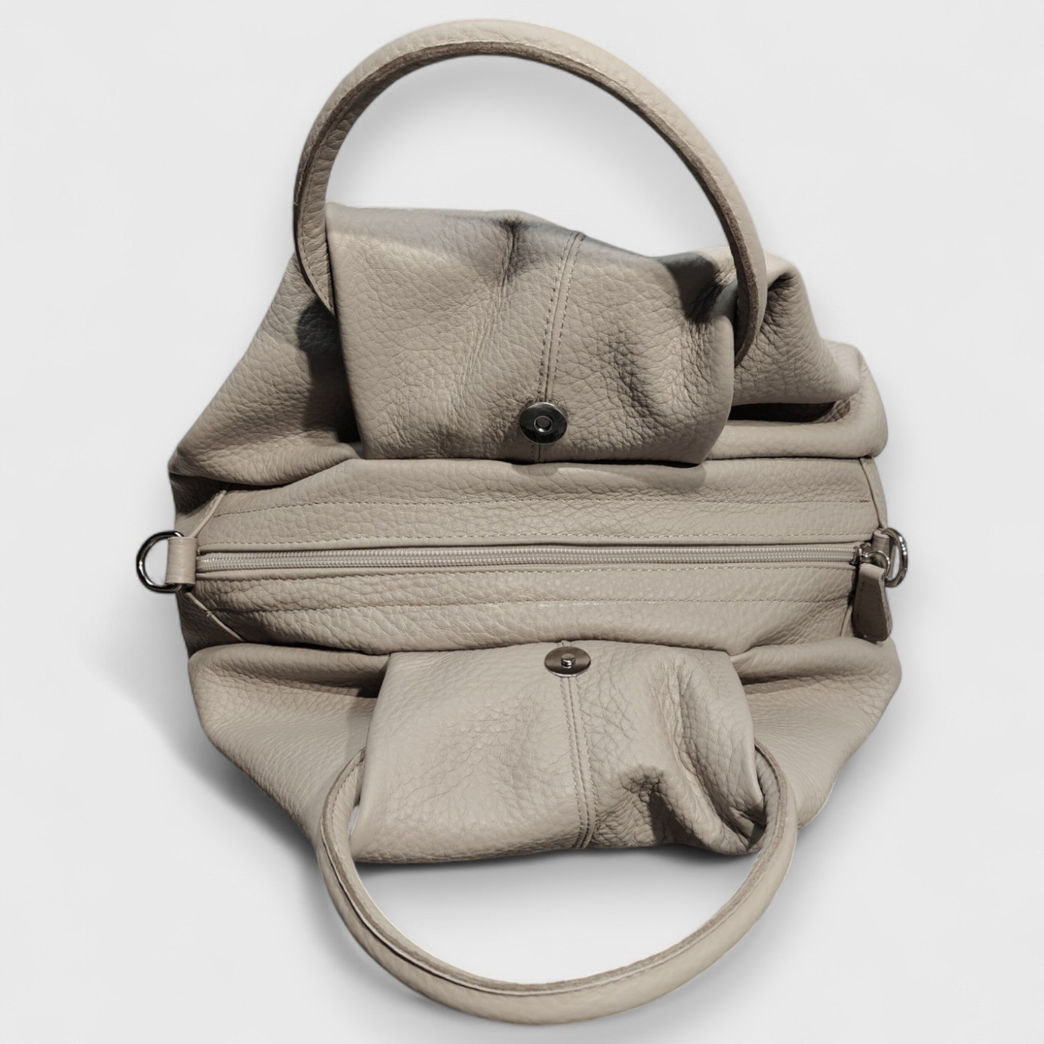 Pelletteria Pelle Nuda Milano, Artigianato Italiano, Vera Pelle, Negozio borse donna, Frida grigio