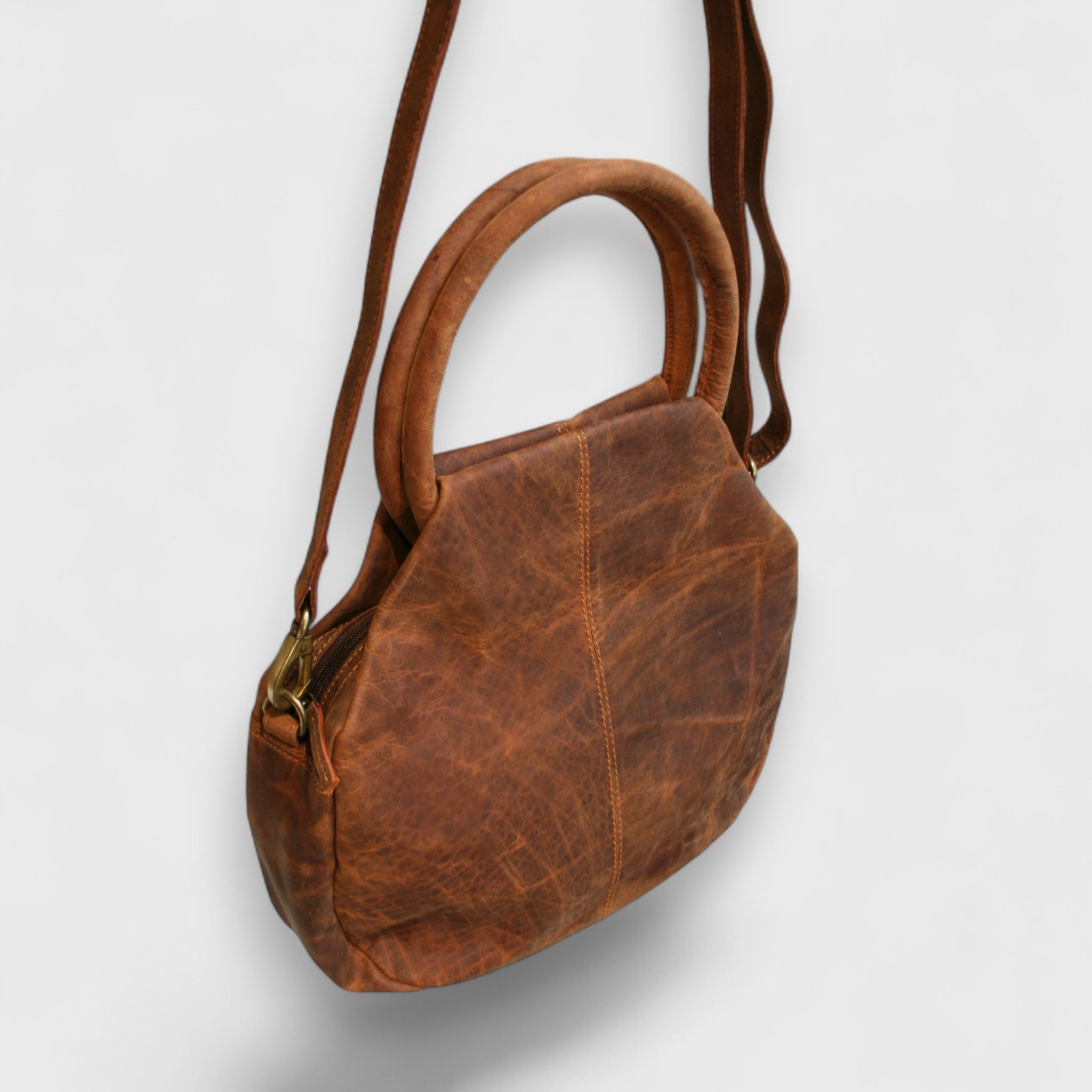 Pelletteria Pelle Nuda Milano, Artigianato Italiano, Vera pelle, Negozio borse donna, Frida marrone
