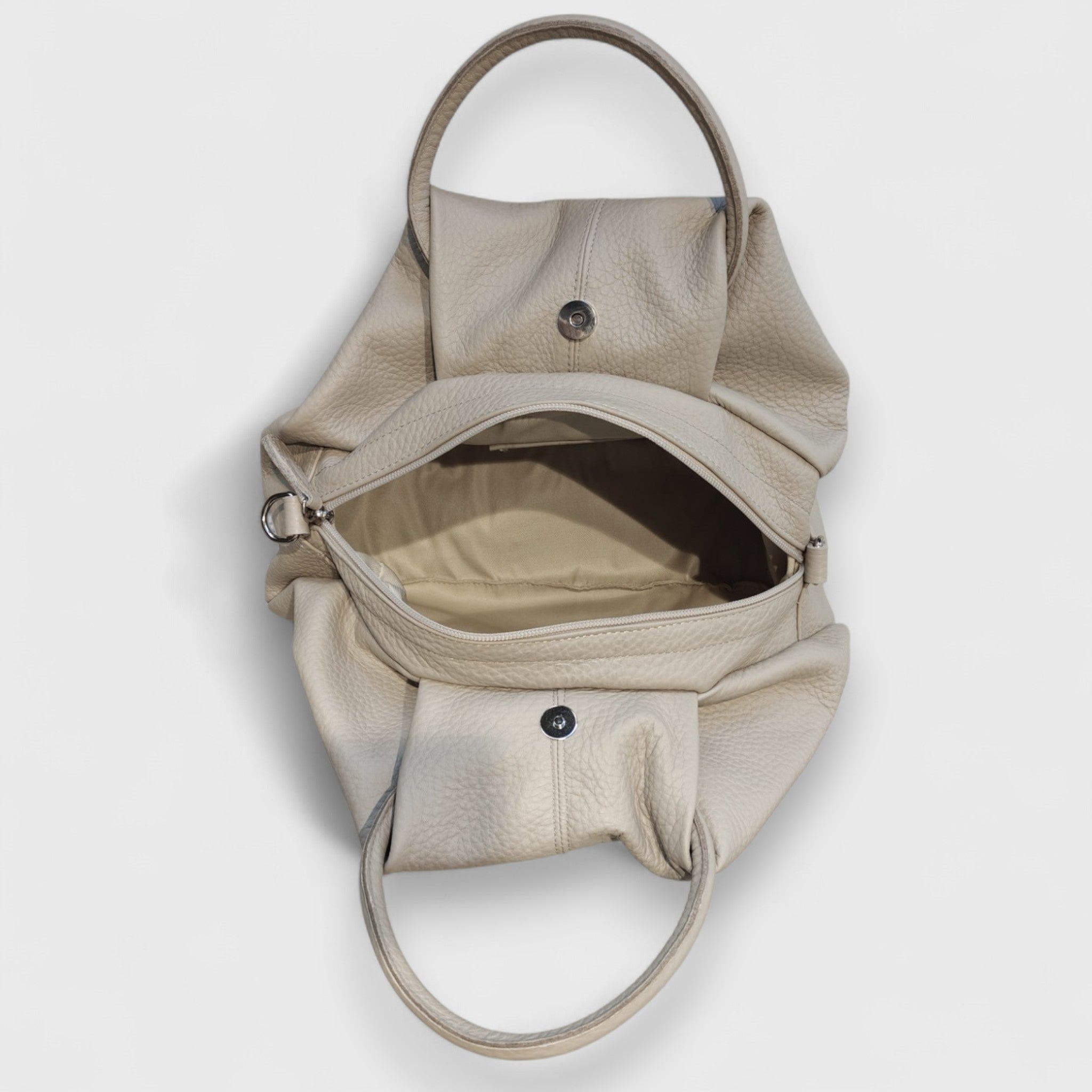 Pelletteria Pelle Nuda Milano, Artigianato Italiano, Vera Pelle, Negozio borse donna, Frida grigio