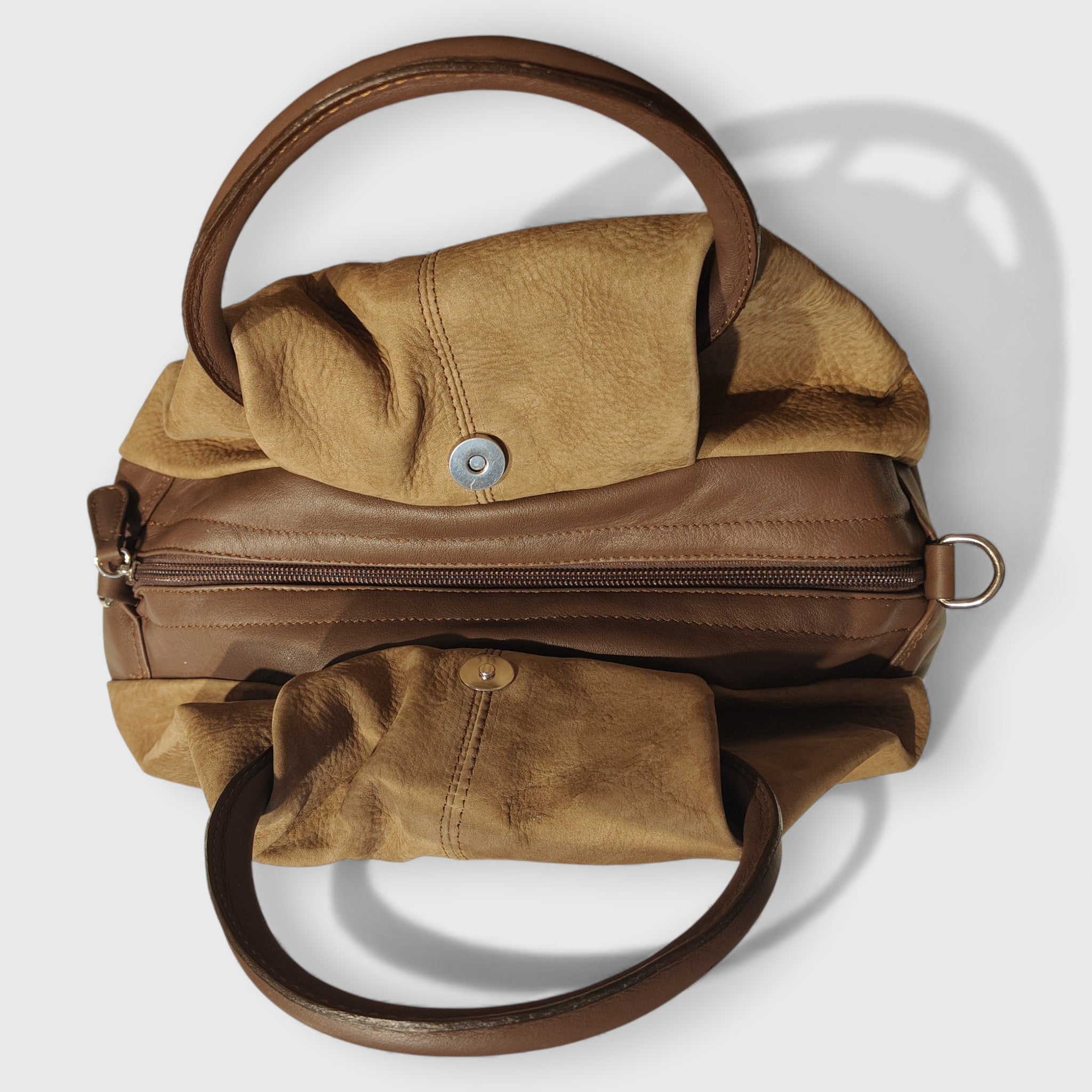 Pelletteria Pelle Nuda Milano, Artigianato Italiano, Vera pelle, Negozio borse donna, Frida marrone nabuk