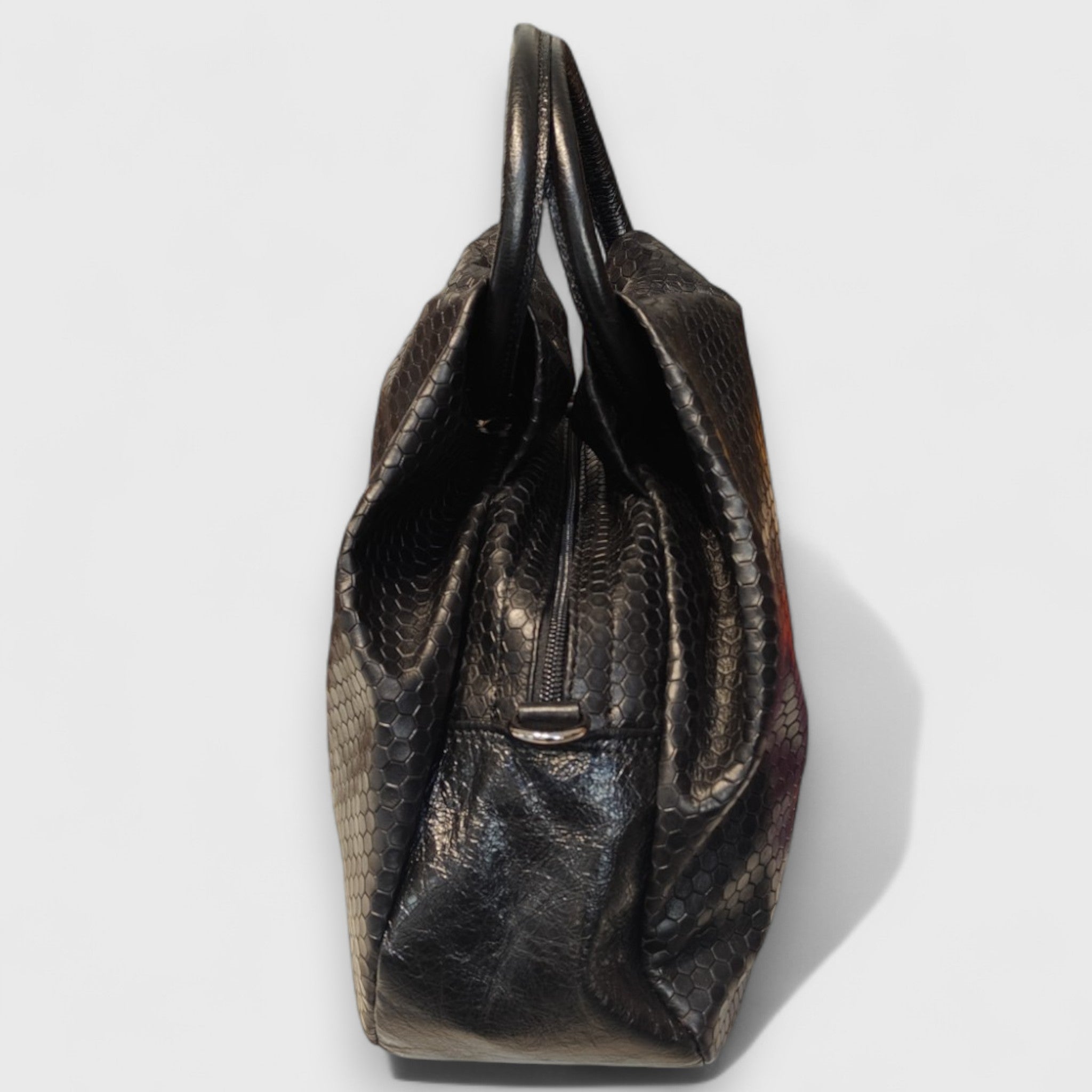 FRIDA - borsa in pelle nera con stampa