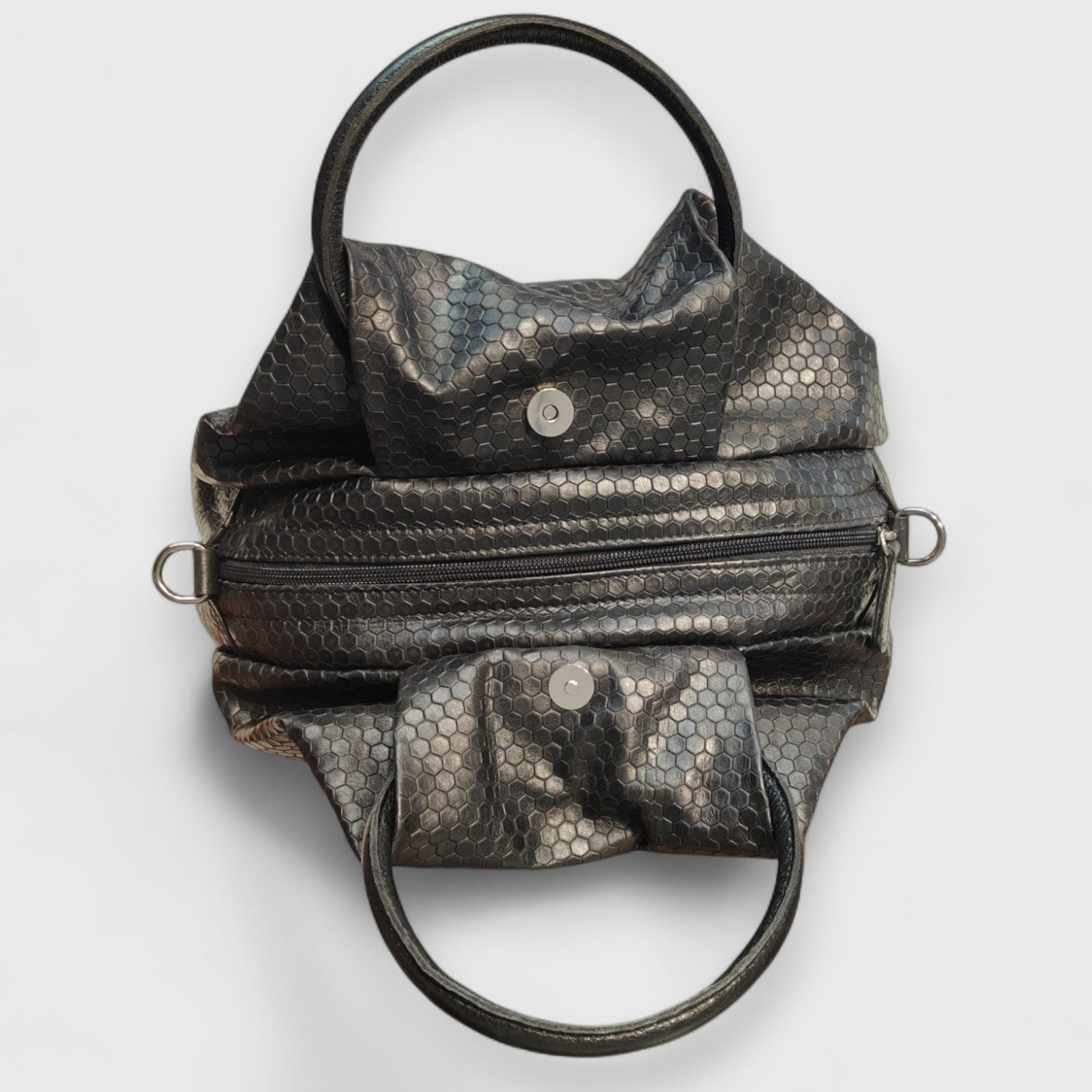 FRIDA - borsa in pelle nera con stampa