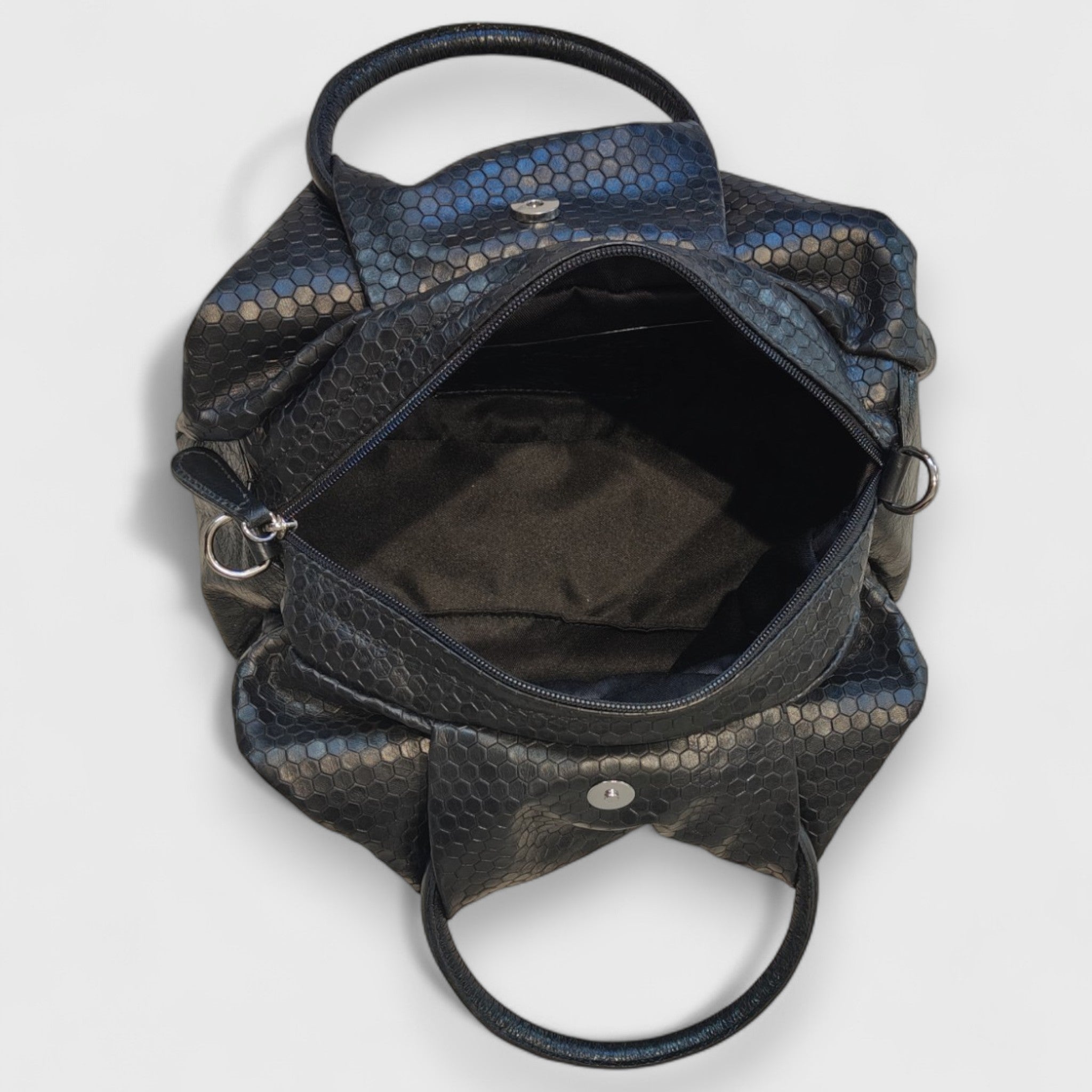 FRIDA - borsa in pelle nera con stampa