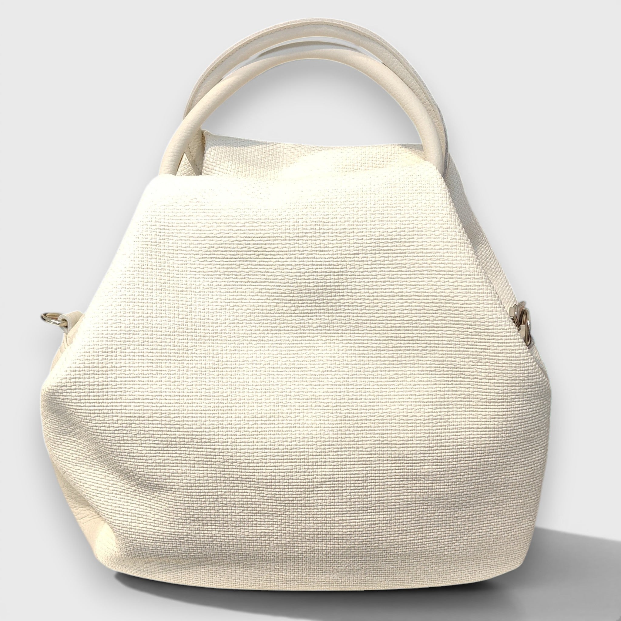 Pelletteria Pelle Nuda Milano, vera pelle italiana, Negozio borse donna, Frida rafia bianco