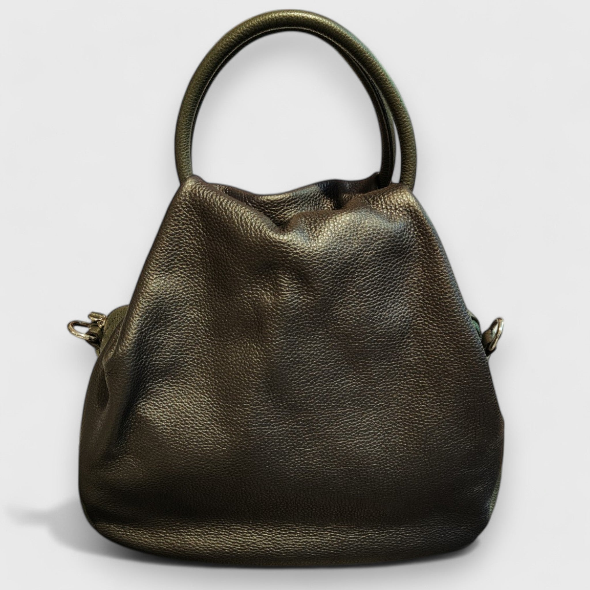 Pelletteria Pelle Nuda Milano, Artigianato italiano, vera pelle, borsa donna, Frida nera-verde