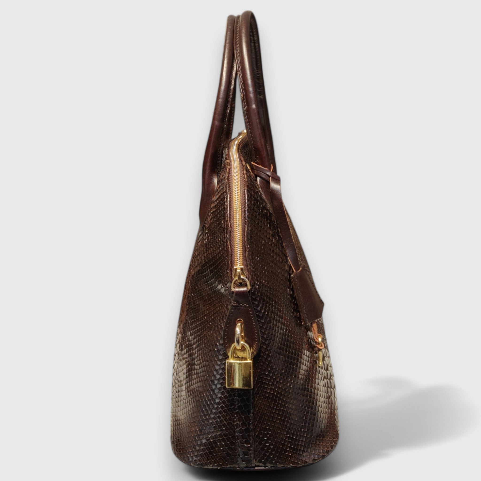 Pelletteria pelle Nuda Milano, Artigianato italiano, vero pitone, Negozio borse donna, Ginevra marrone