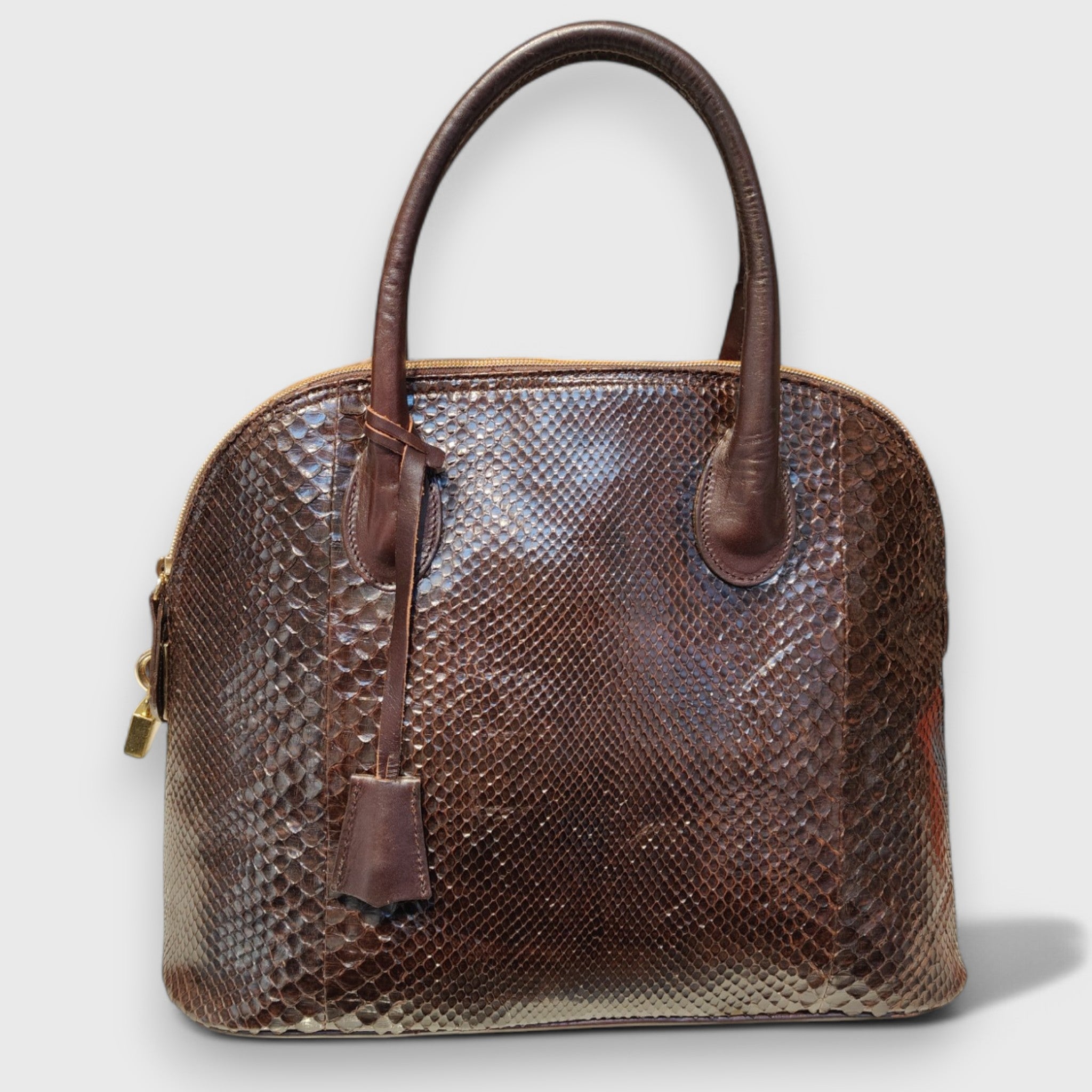 Pelletteria pelle Nuda Milano, Artigianato italiano, vero pitone, Negozio borse donna, Ginevra marrone