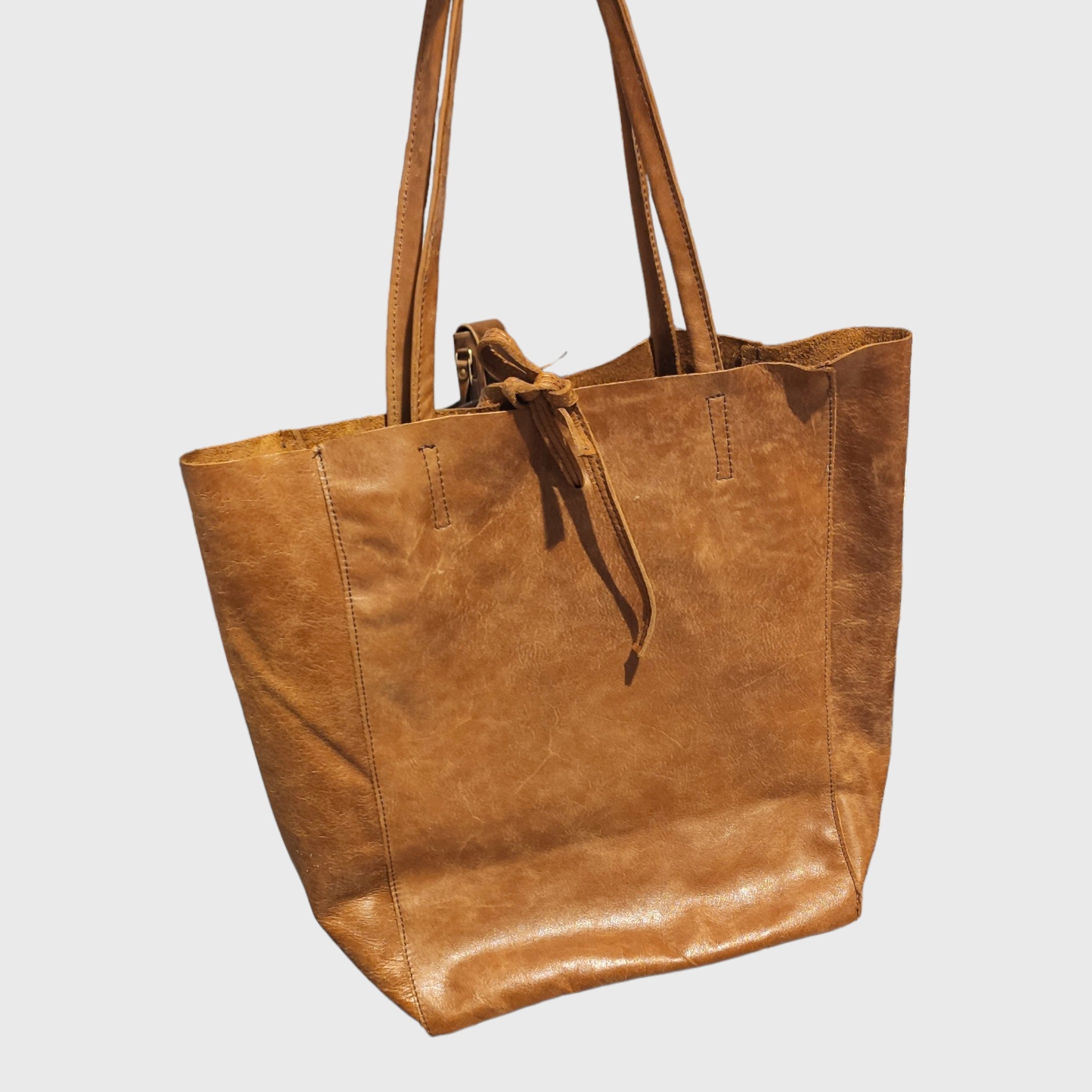 Borsa donna, shopper in pelle, vera pelle, Giulia marrone chiaro, artigianato italiano, Pelletteria Pelle Nuda Milano