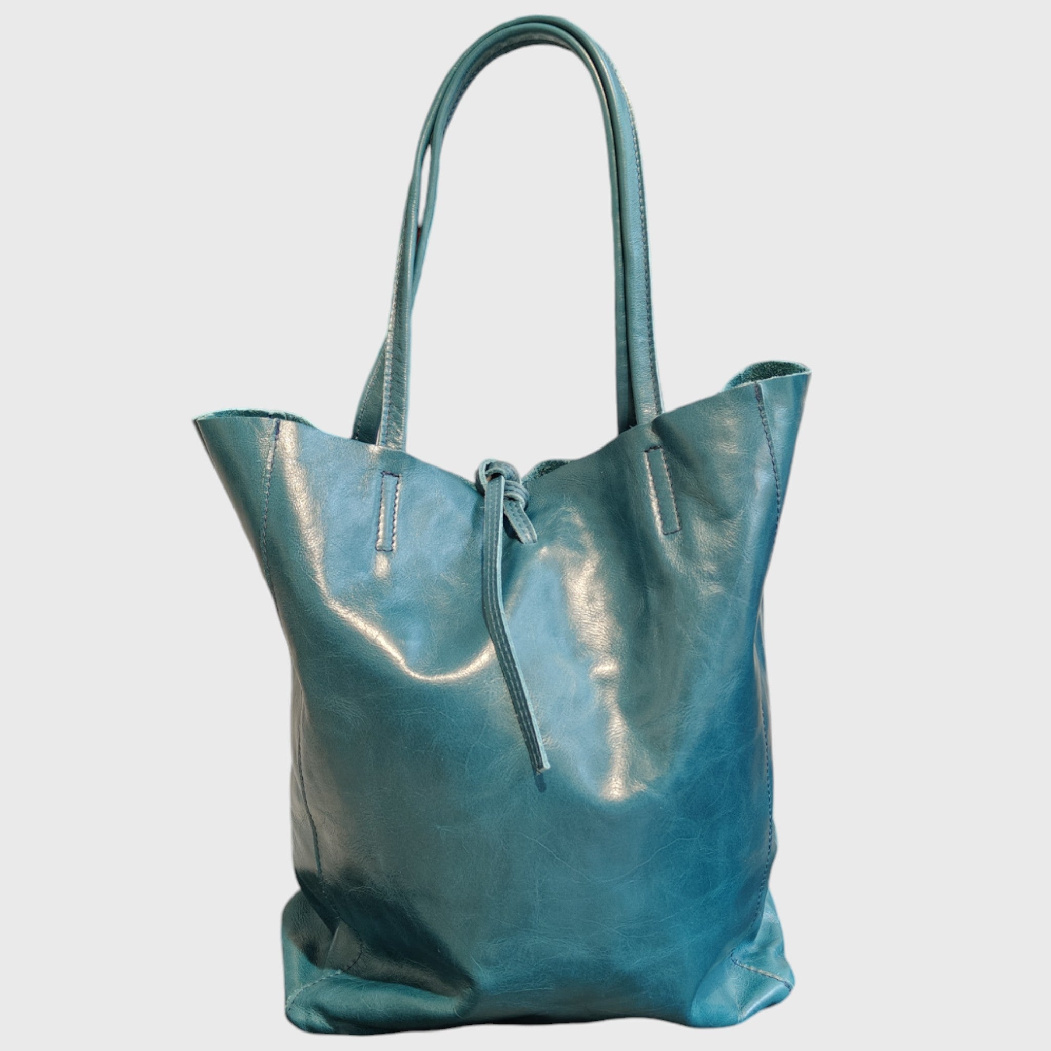 Pelletteria Pelle Nuda Milano, Artigianato italiano, borsa donna, vera pelle, Shopper giulia blu