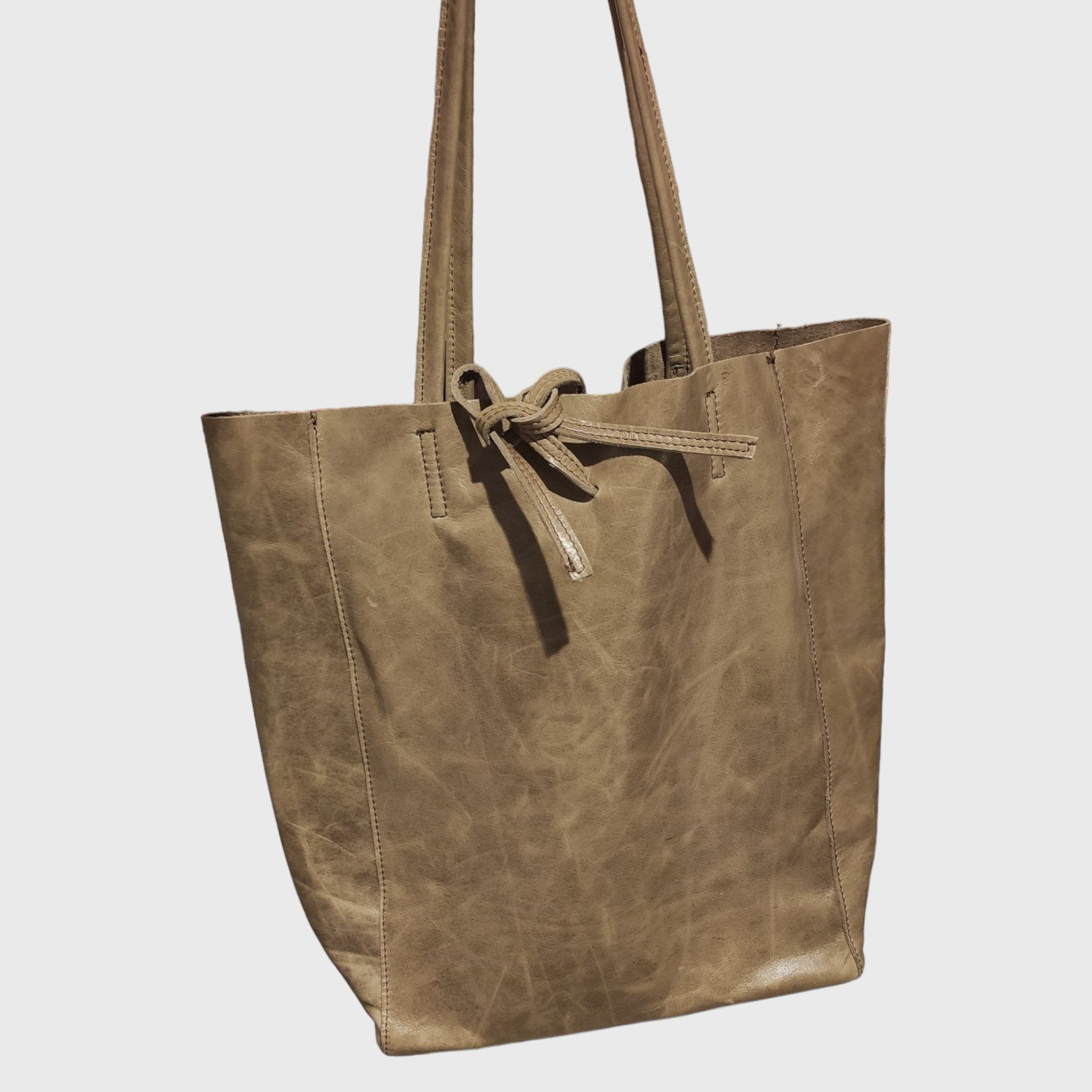 Borsa donna, shopper in pelle, vera pelle, Giulia Verde scuro, artigianato italiano, Pelletteria Pelle Nuda Milano