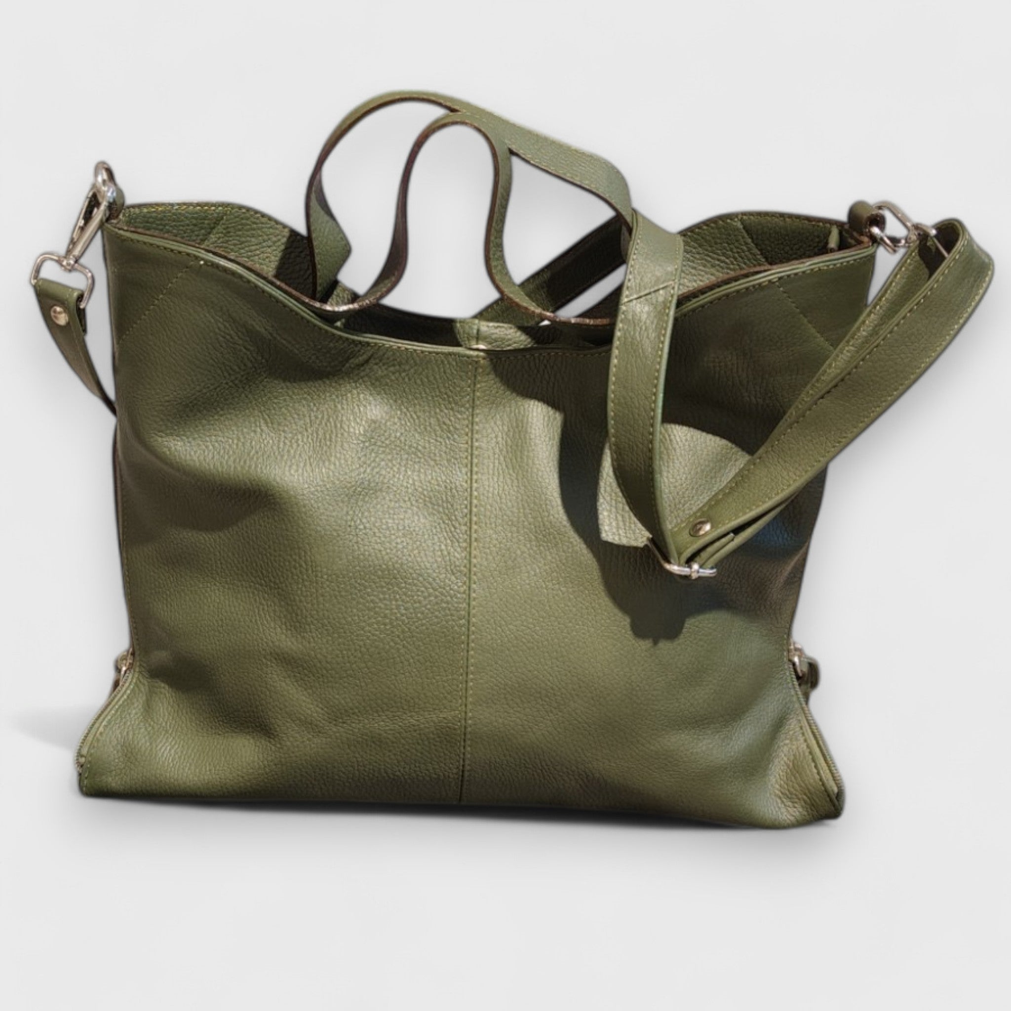 Pelletteria Pelle Nuda Milano, Artigianato Italiano, borsa donna, vera pelle, Greta verde