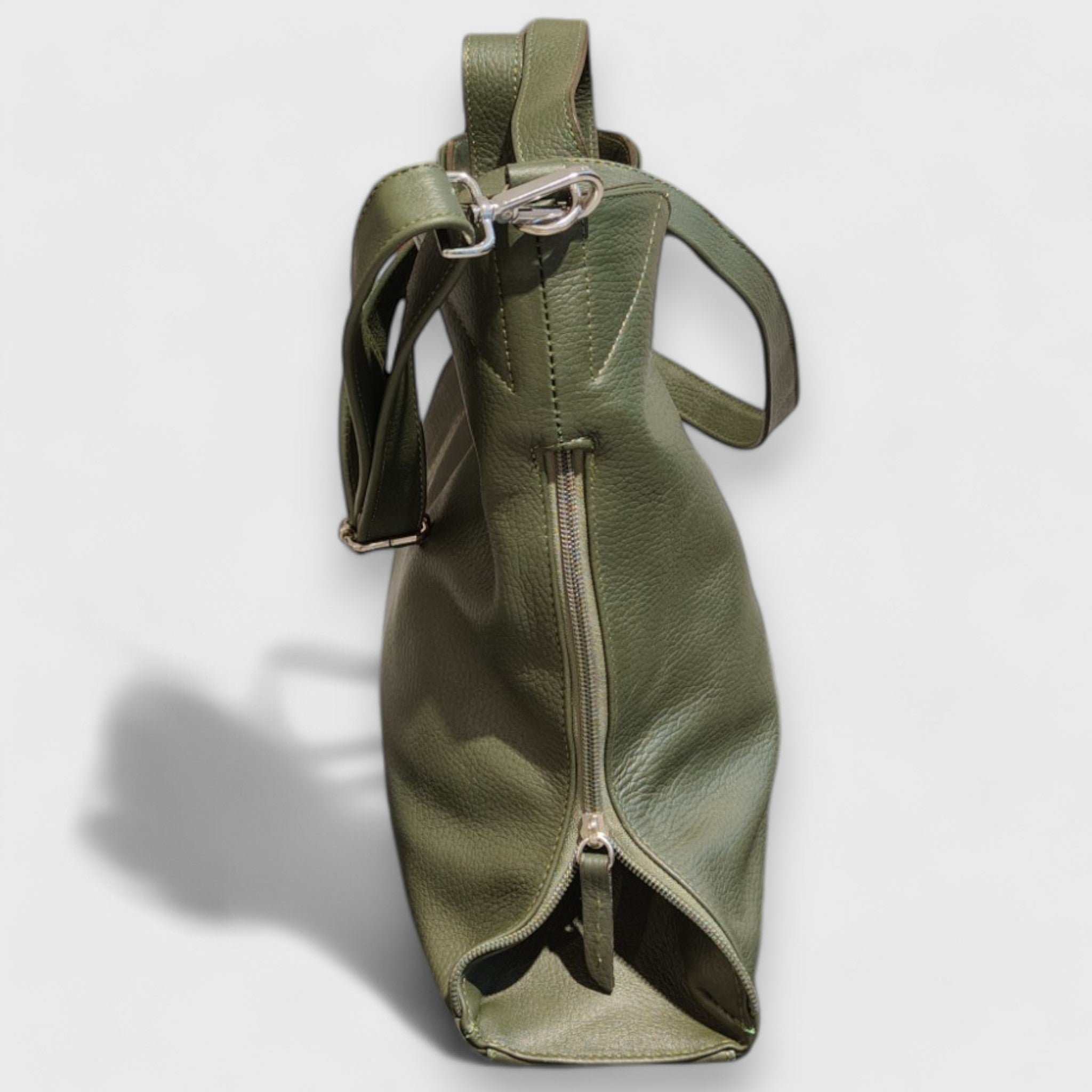 Pelletteria Pelle Nuda Milano, Artigianato Italiano, borsa donna, vera pelle, Greta verde