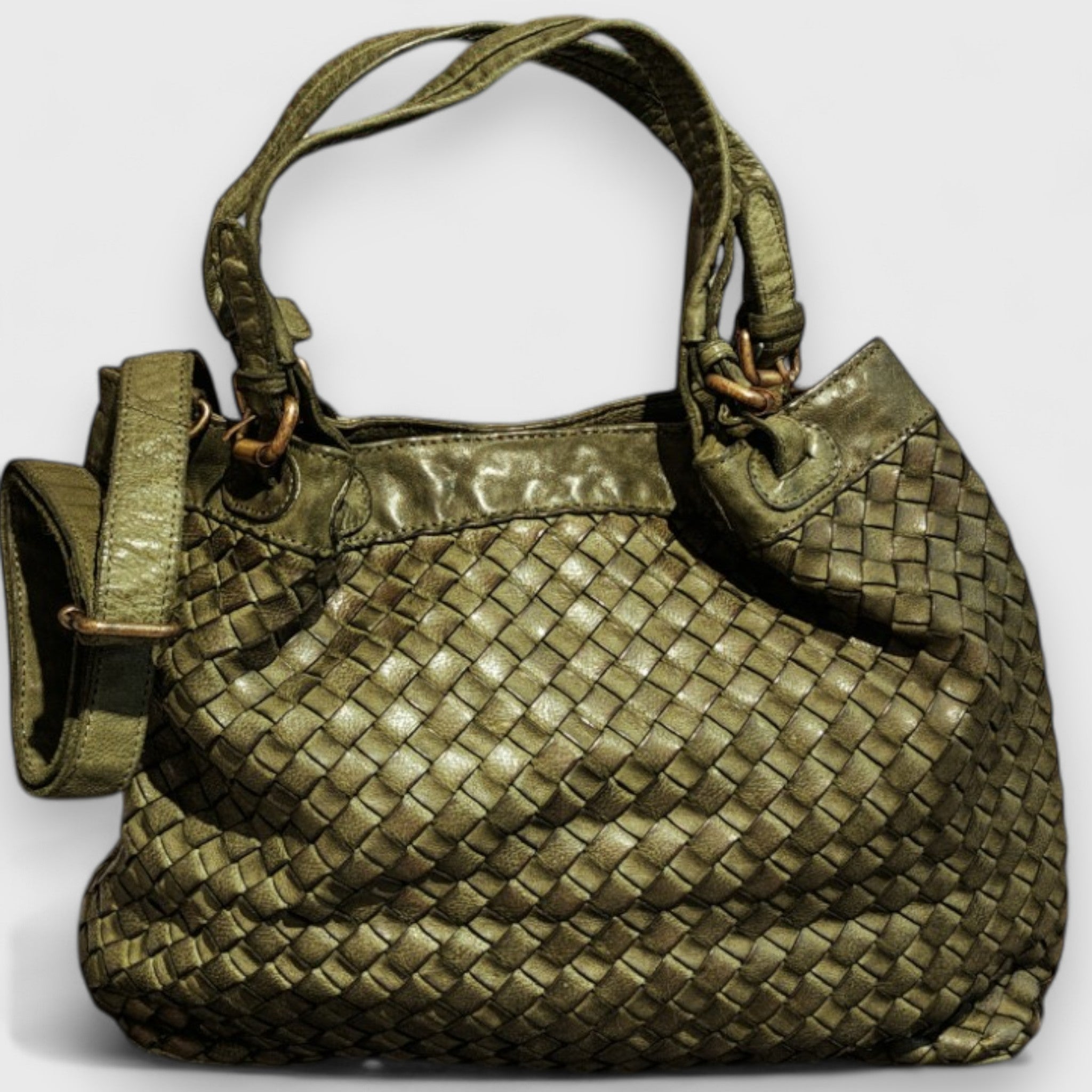 Pelletteria Pelle Nuda Milano, Artigianato italiano, vera pelle, Borsa donna, IRIS verde