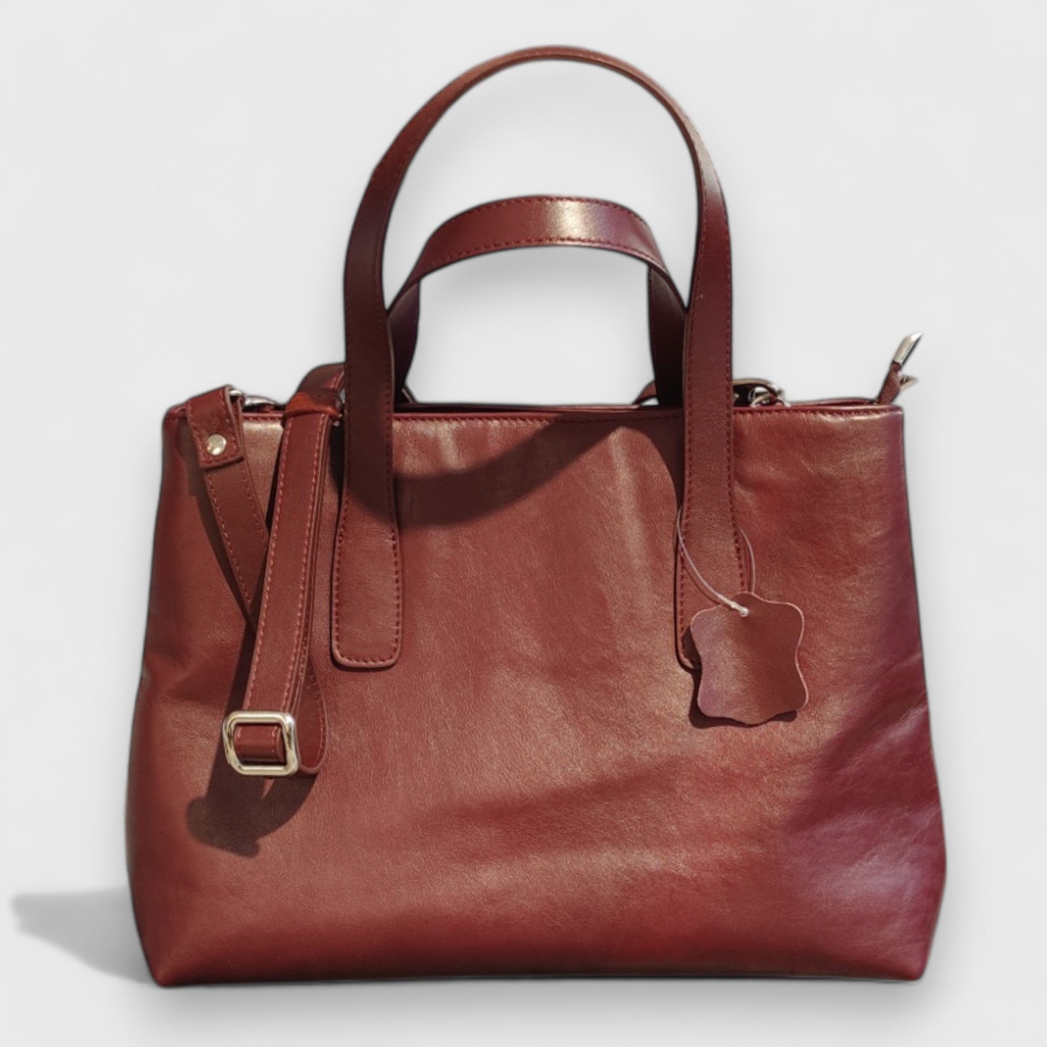 Pelletteria Pelle Nuda Milano, Artigianato italiano, vera pelle, borsa donna, Linda bordeaux