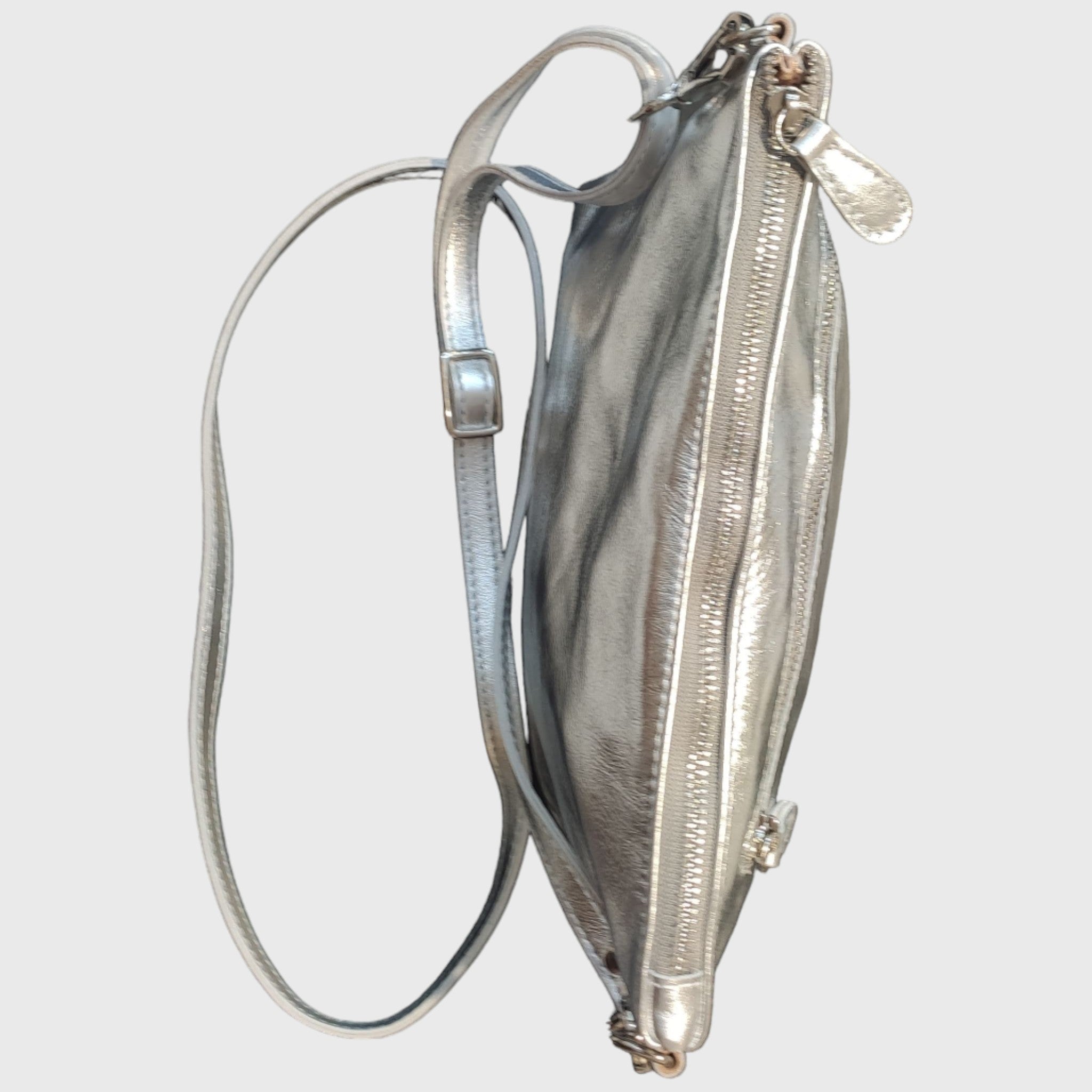 Pelletteria Pelle Nuda Milano, Artigianato italiano, borsa donna, tracolla, Martina argento, vera pelle