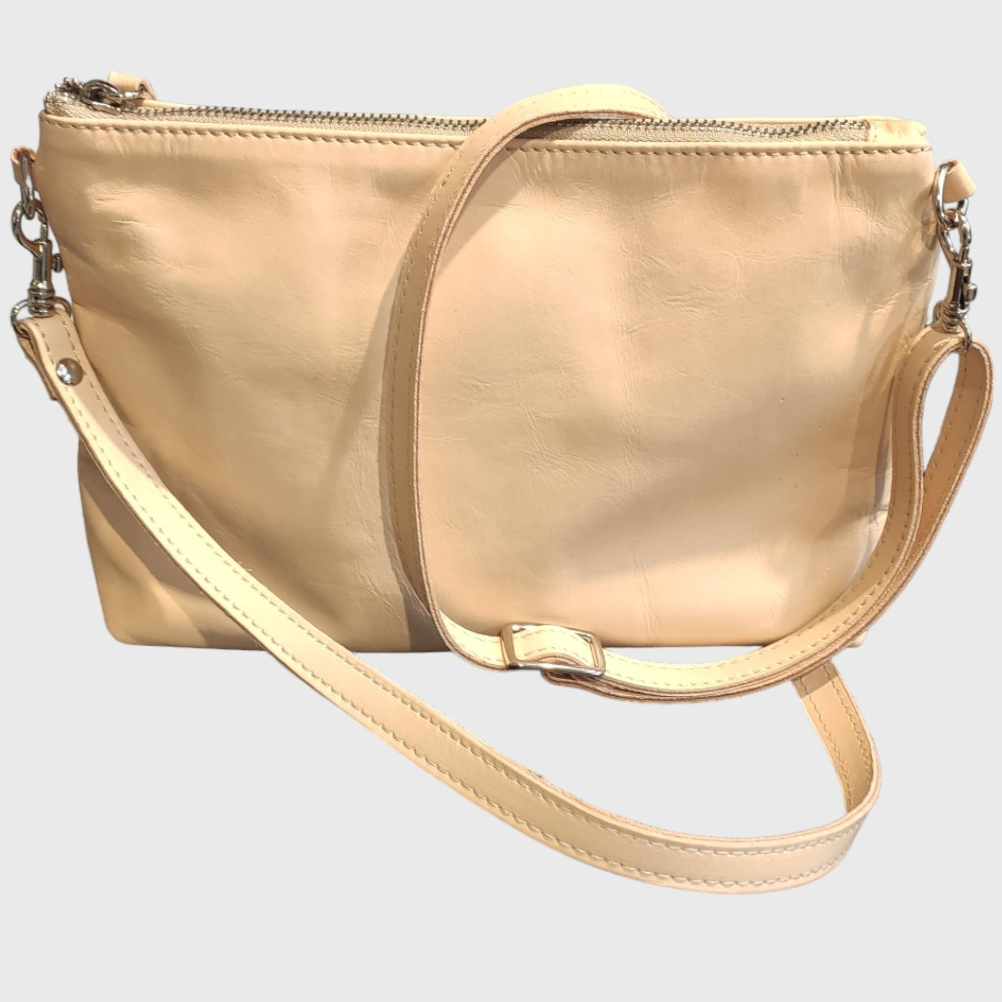 Pelletteria Pelle Nuda Milano, Artigianato italiano, vera pelle, borsa donna, Martina beige