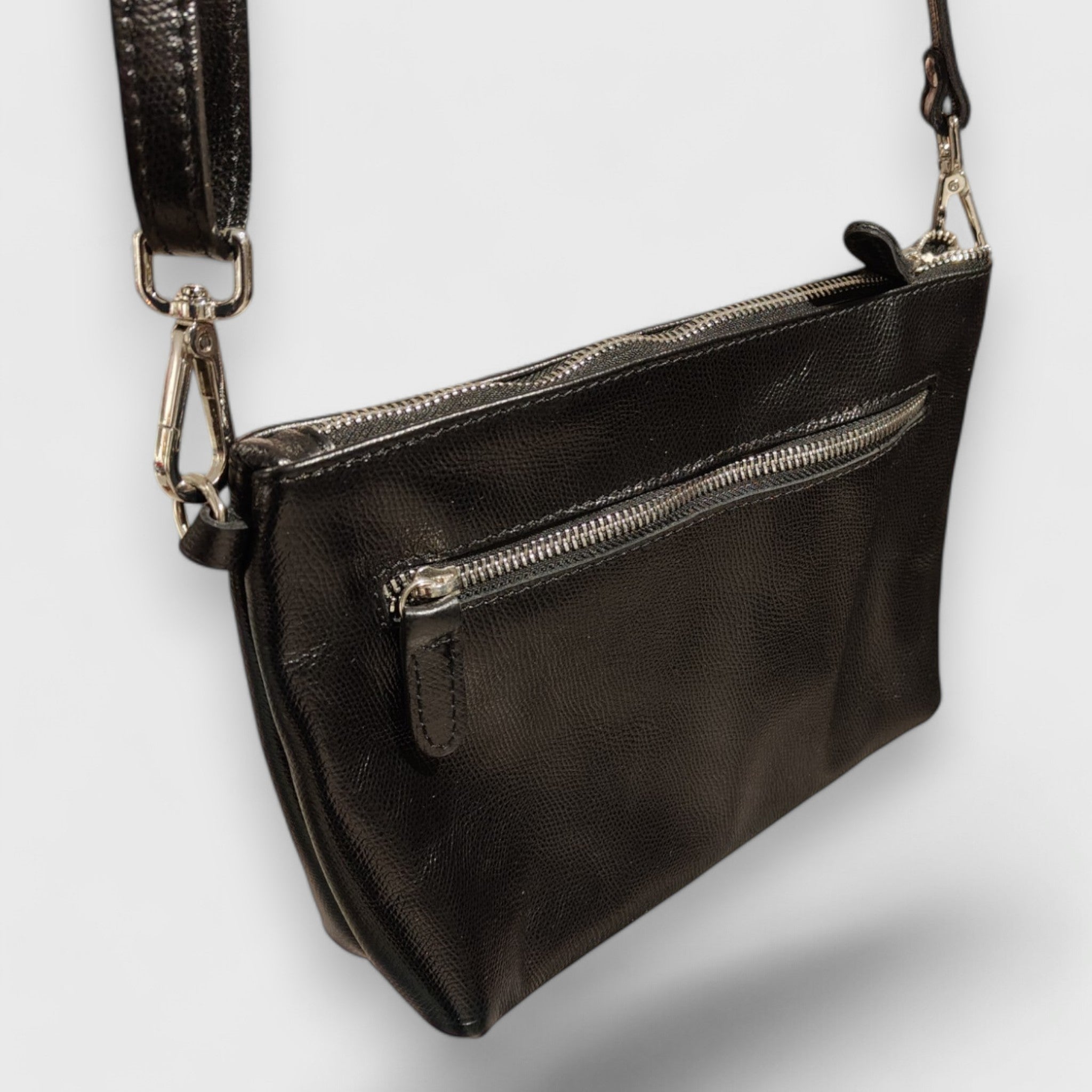 Pelletteria Pelle Nuda Milano, Artigianato Italiano, Vera pelle, Borsa donna, Martina nero