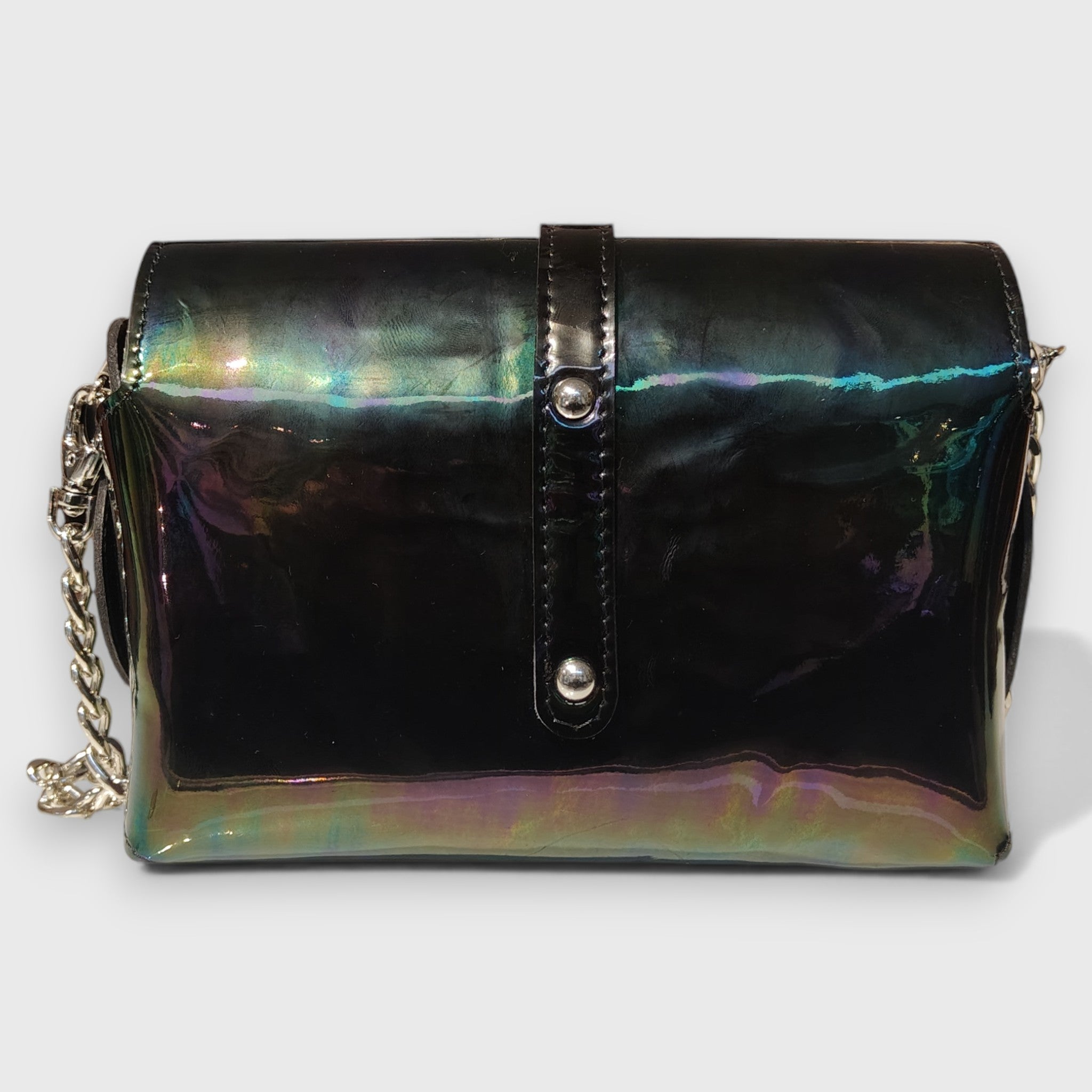 Pelletteria Pelle Nuda Milano, Artigianato italiano, Vera pelle, Negozio borse donna, Mini lory nera lucida