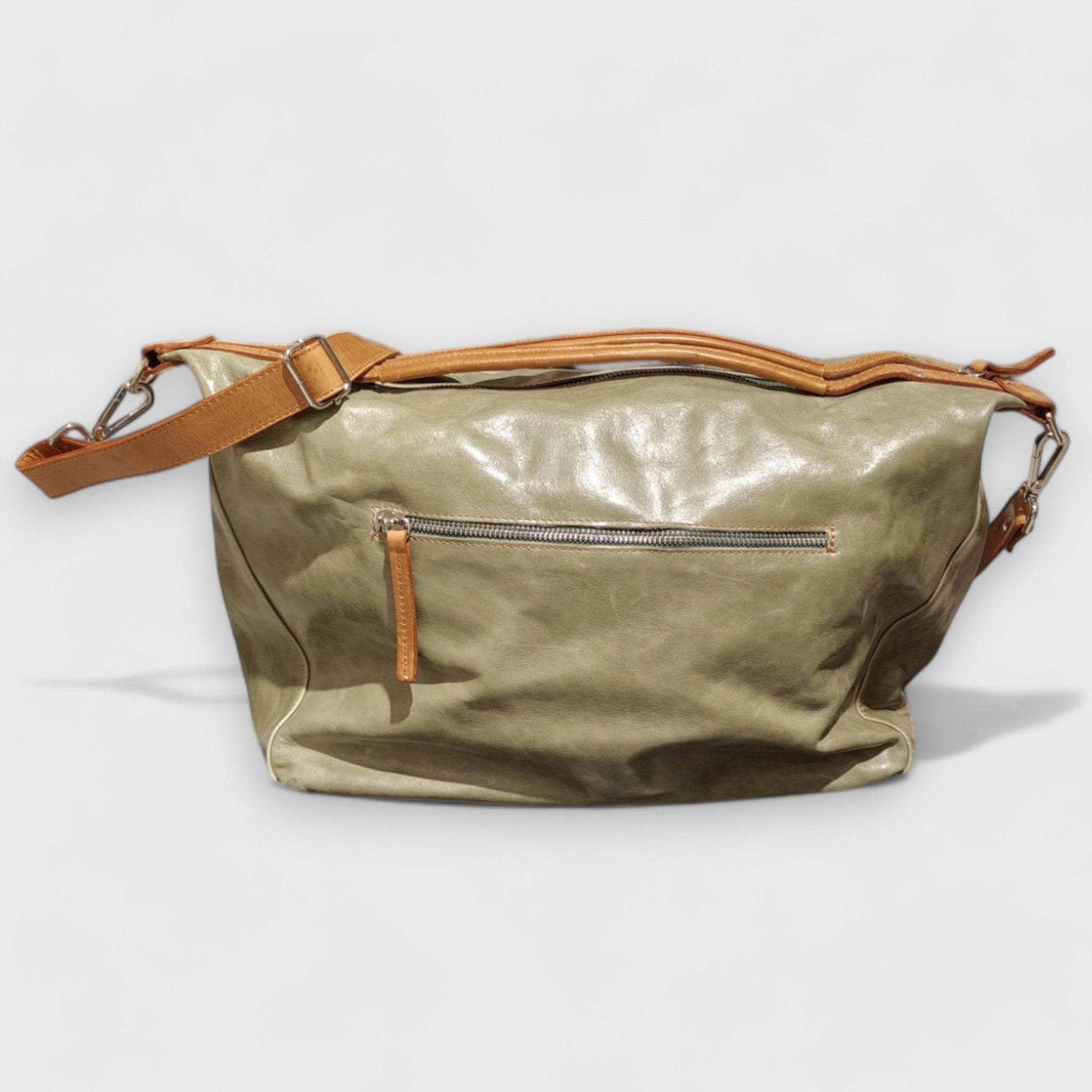 Pelletteria Pelle Nuda Milano, Artigianato Italiano, Vera pelle, Borsa donna, Natalia verde e marrone