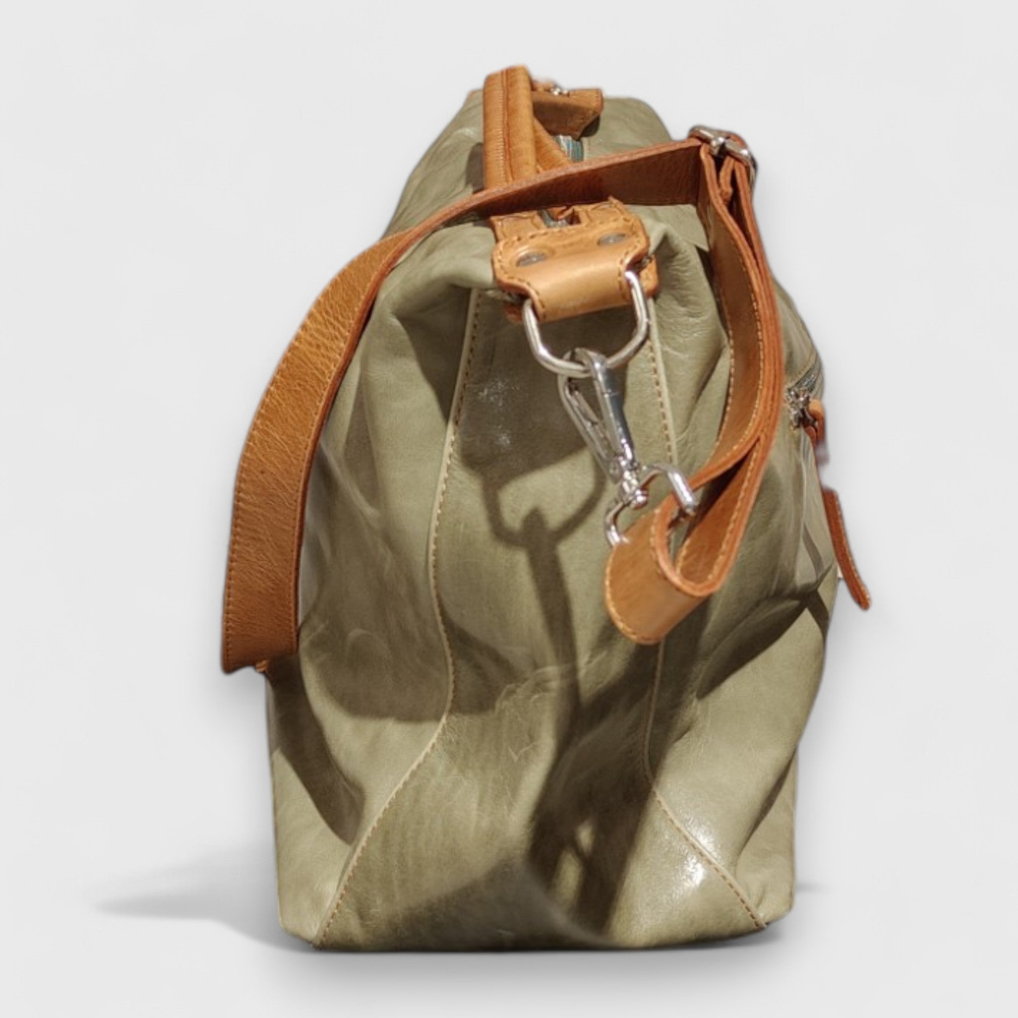 Pelletteria Pelle Nuda Milano, Artigianato Italiano, Vera pelle, Borsa donna, Natalia verde e marrone