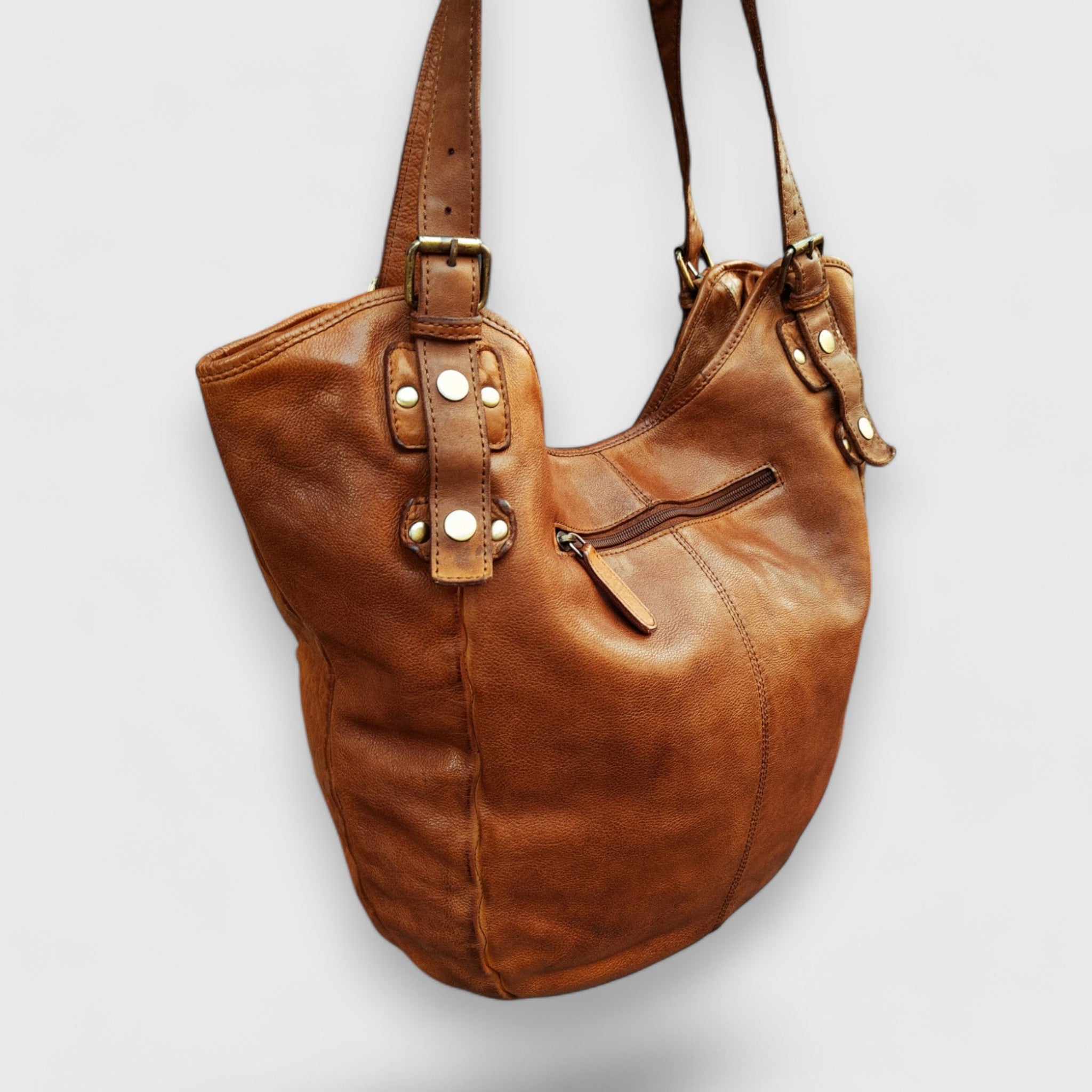 Pelletteria Pelle Nuda Milano, Artigianato italiano, vera pelle, borsa donna, Olivia marrone