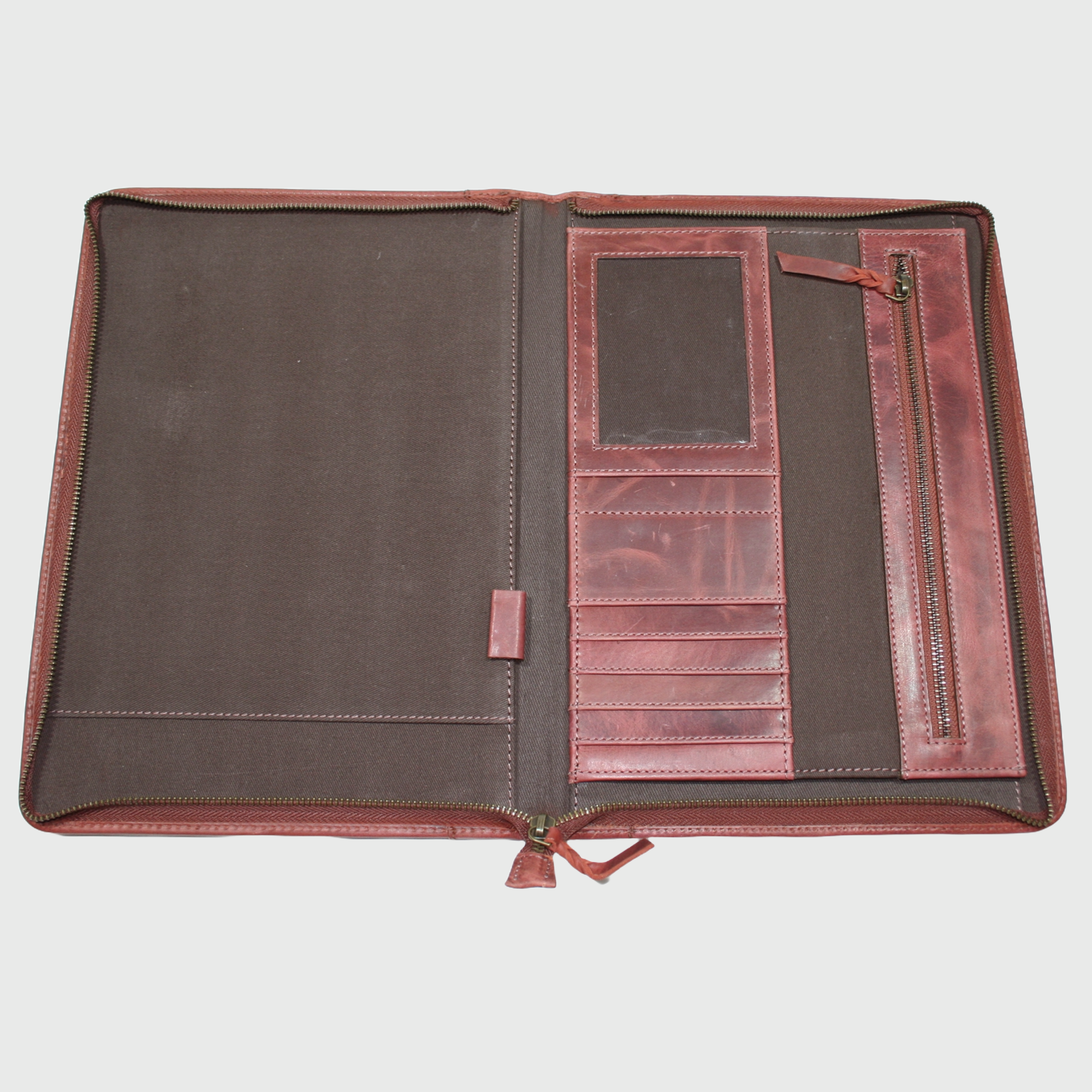 portablocco in pelle, borsa in pelle, vera pelle, portablocco marrone, artigianato italiano, Pelle Nuda Milano