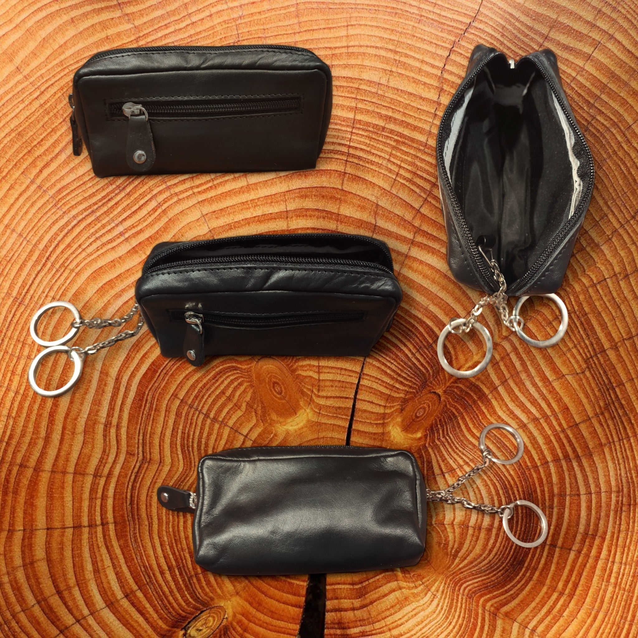 Pelletteria Pelle Nuda Milano, Artigianato italiano, portachiavi nero, vera pelle