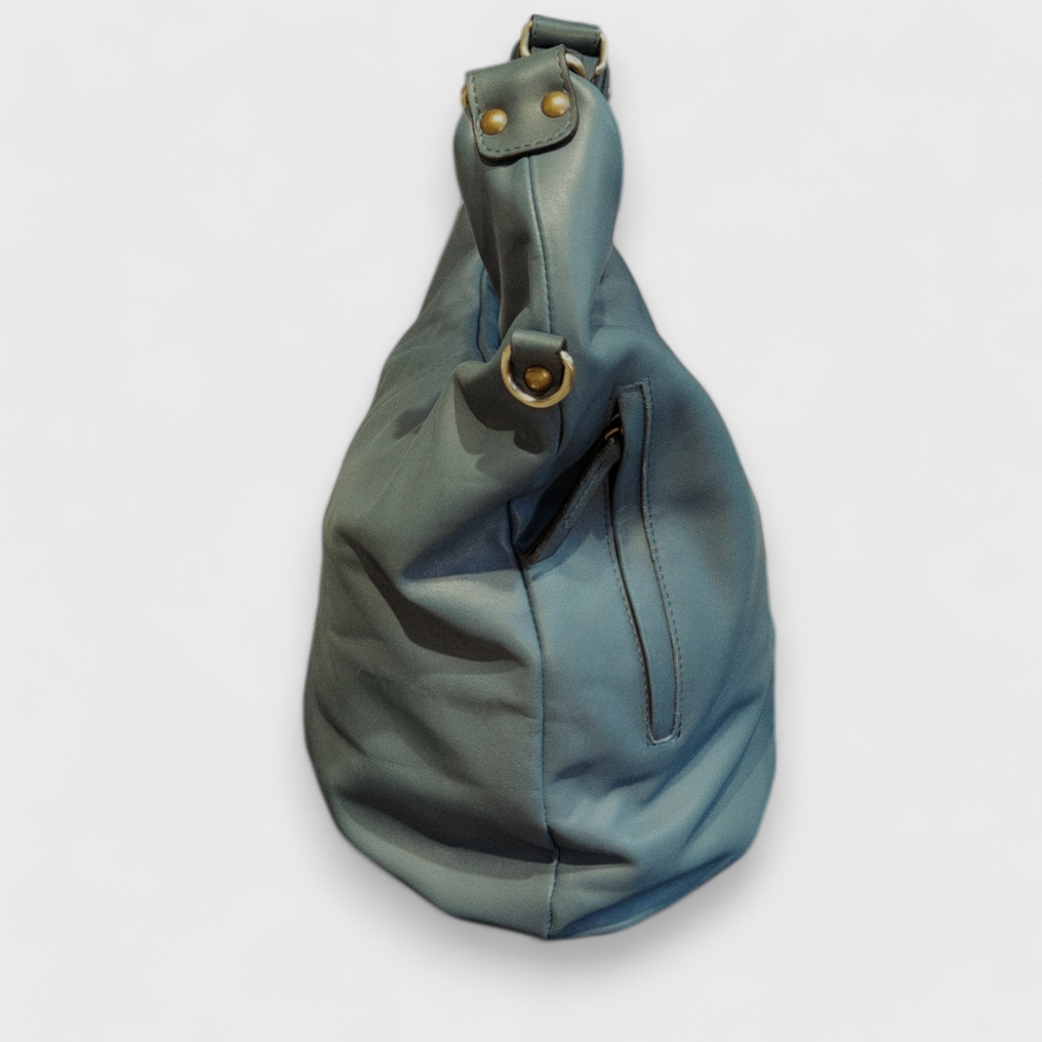 Pelletteria Pelle Nuda Milano, Artigianato italiano, vera pelle, Negozio borse donna, Sacca Croce azzurro