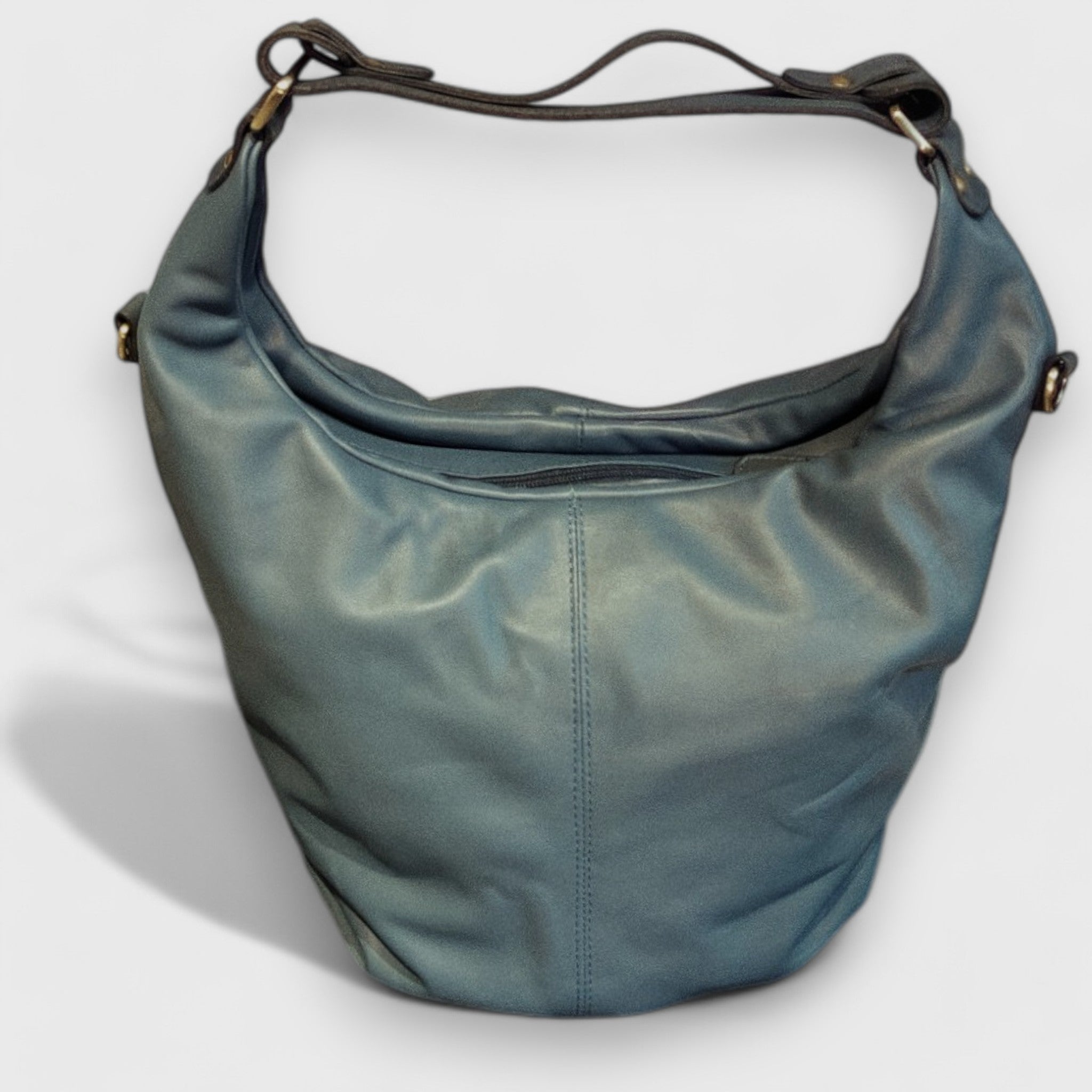 Pelletteria Pelle Nuda Milano, Artigianato italiano, vera pelle, Negozio borse donna, Sacca Croce azzurro