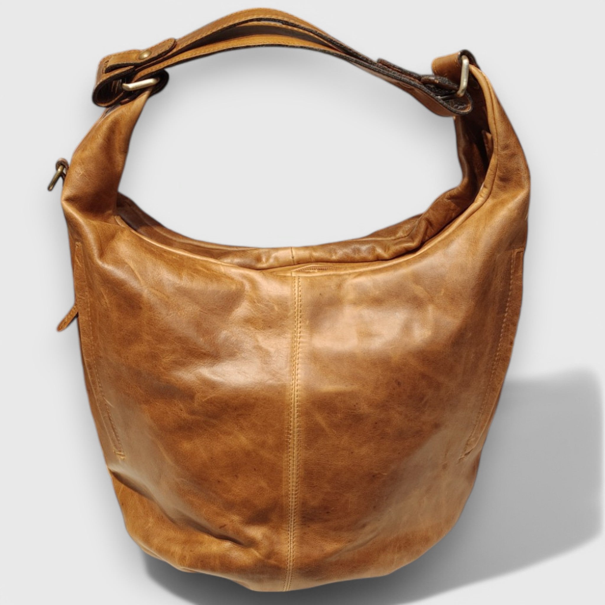 SACCA CROCE in brown color leather