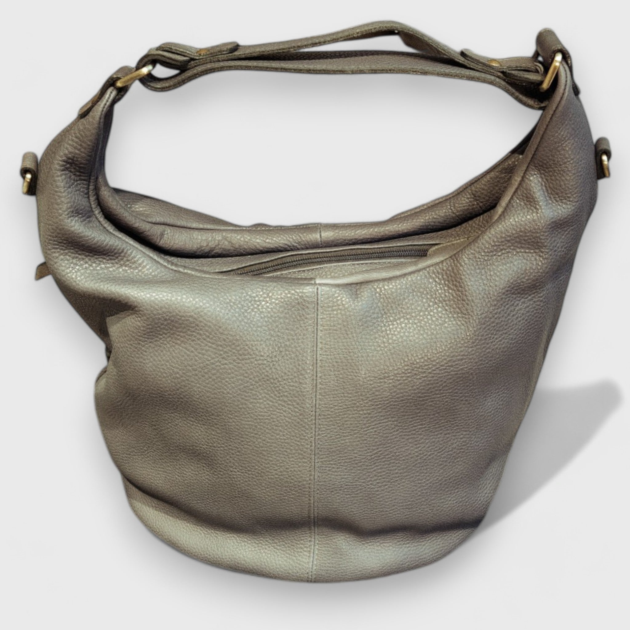 Pelletteria Pelle Nuda Milano, Artigianato italiano, vera pelle, Negozio borse donna, Sacca Croce grigio
