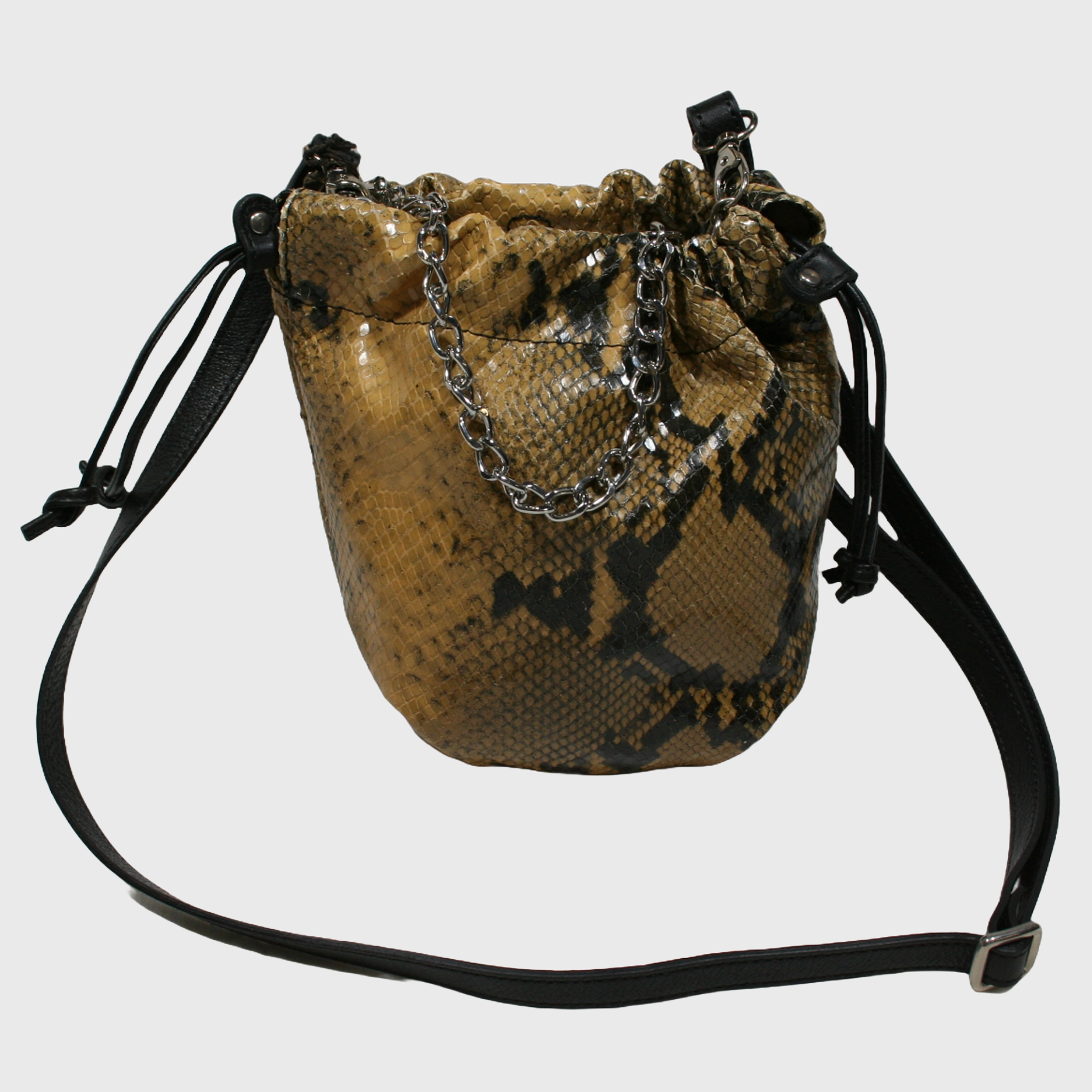 Borsa donna, borsa in pelle, vera pelle, Sacchetto pitonato artigianato italiano, Pelle Nuda Milano