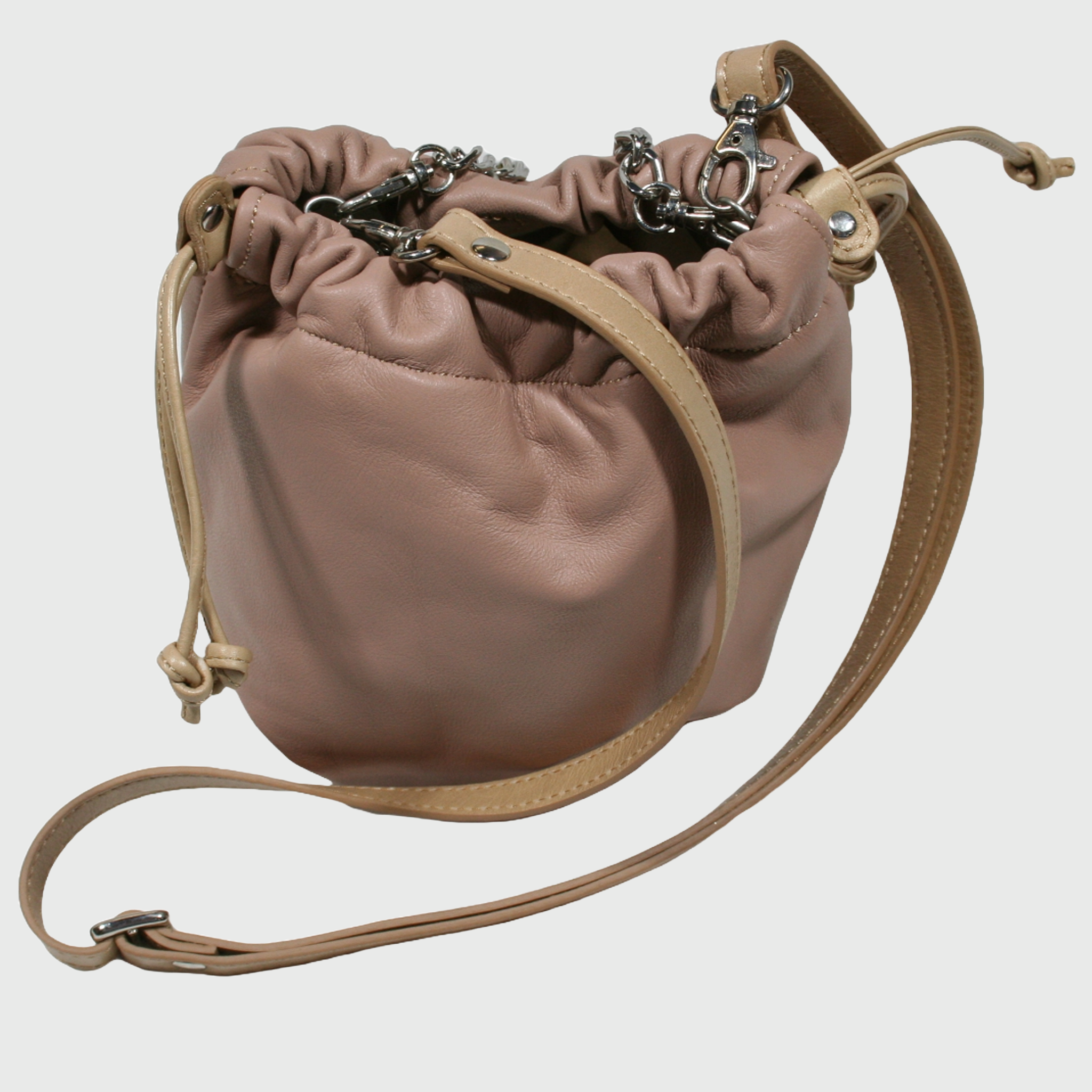 Borsa donna, borsa in pelle, vera pelle, Sacchetto Rosa, artigianato italiano, Pelle Nuda Milano