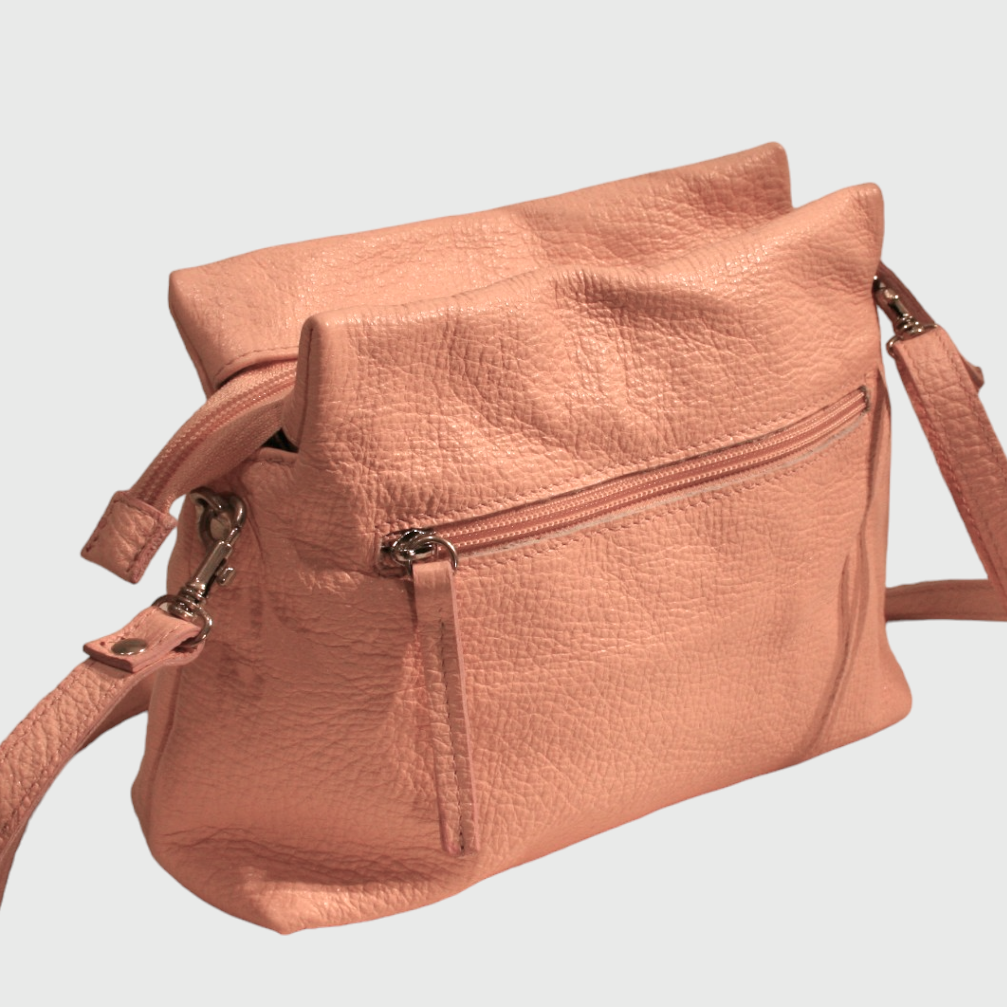 Borsa donna, borsa in pelle, vera pelle, Sbuffo rosa, artigianato italiano, Pelle Nuda