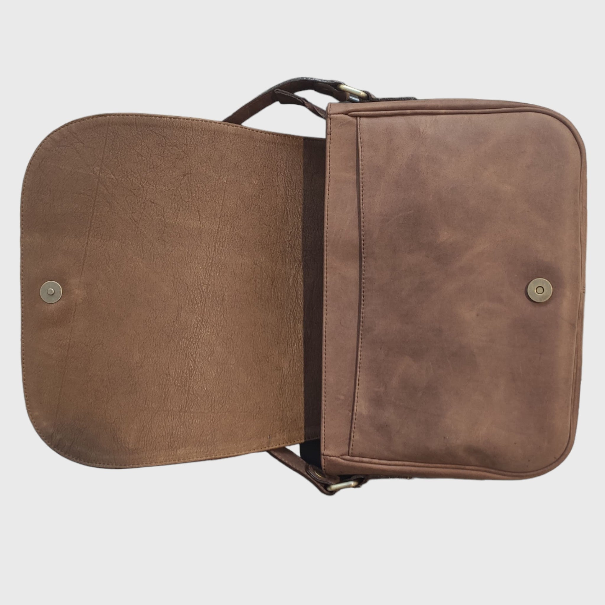 Pelletteria Pelle Nuda Milano, vera pelle, Tolfa grande marrone, artigianato italiano, borsa donna