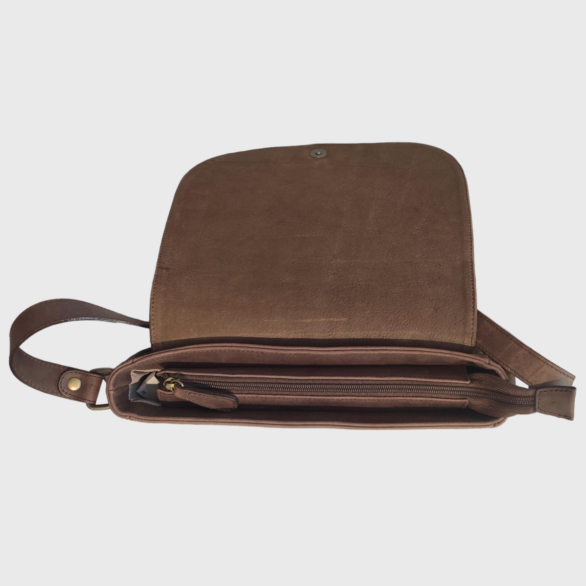 Pelletteria Pelle Nuda Milano, vera pelle, Tolfa grande marrone, artigianato italiano, borsa donna