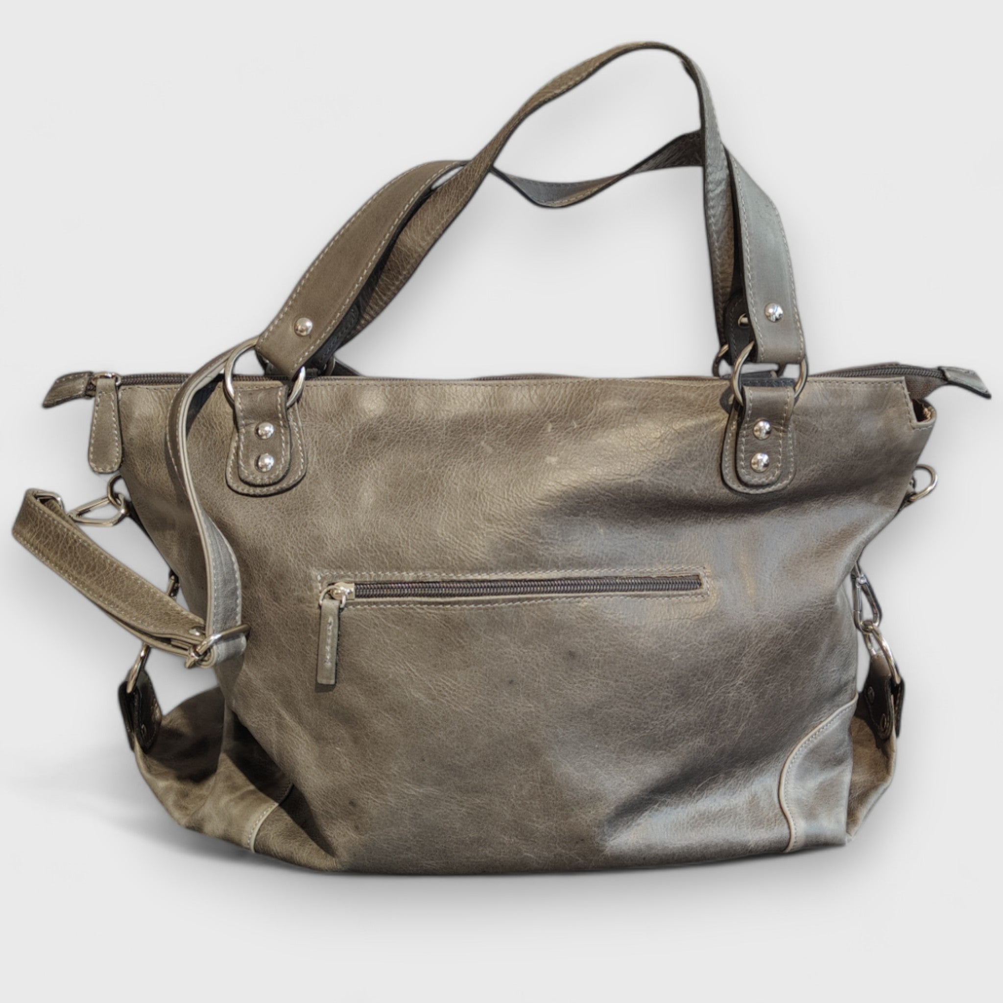 Pelletteria Pelle Nuda Milano, Artigianato italiano, borsa donna, vera pelle, Torino grigio