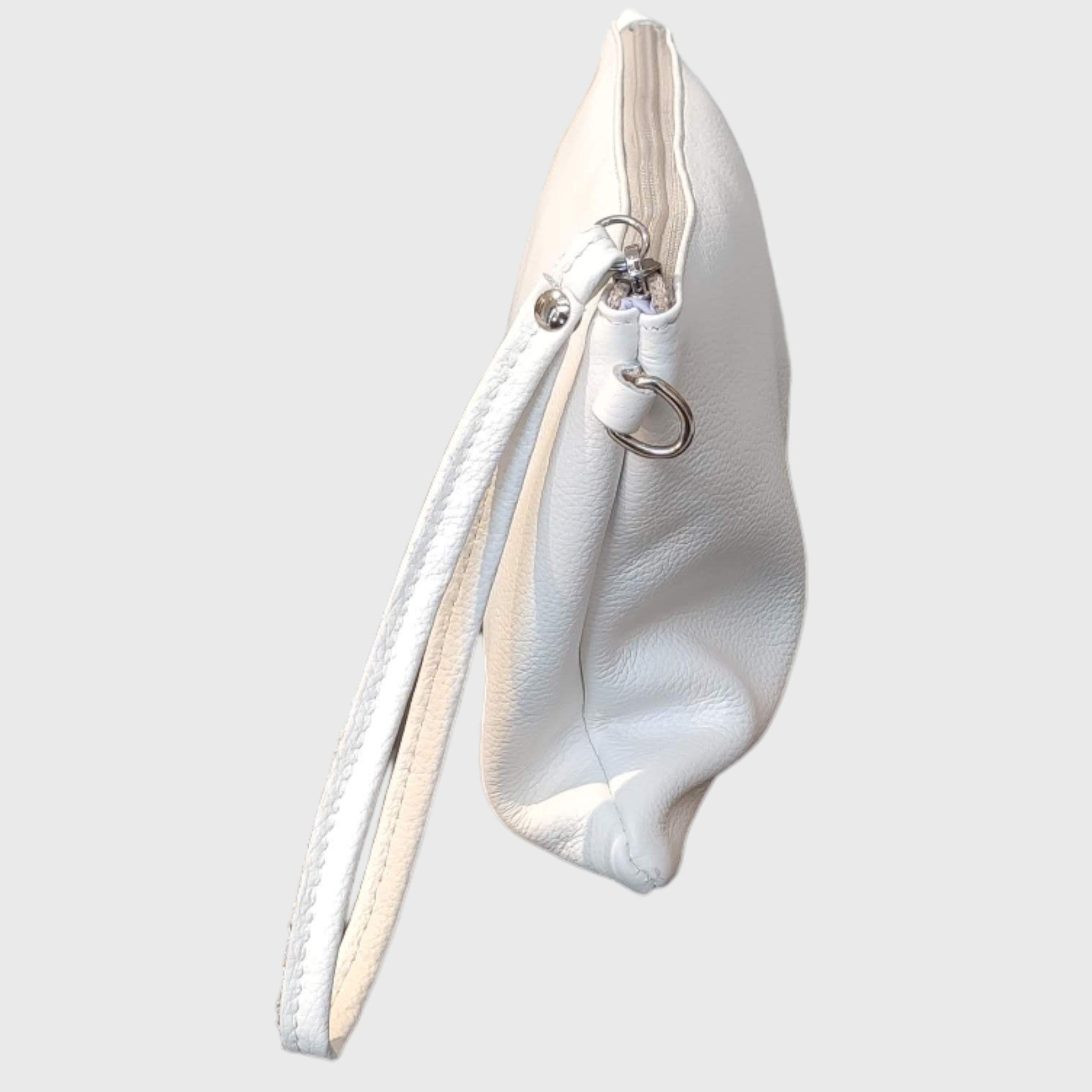 Pelletteria Pelle Nuda Milano, Artigianato italiano, vera pelle, borsa donna, tracolla asv bianca