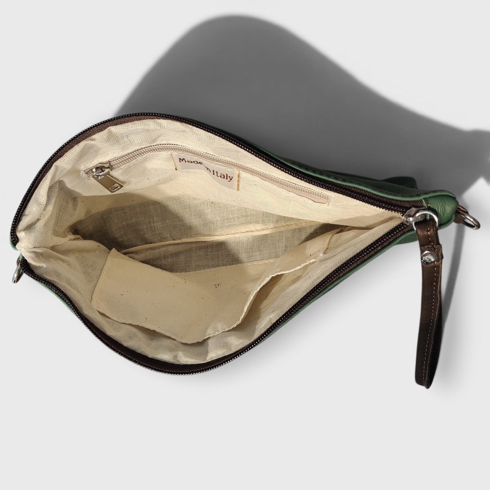 Pelletteria Pelle Nuda Milano, Vera pelle italiana, Borse donna, Tracolla asv verde