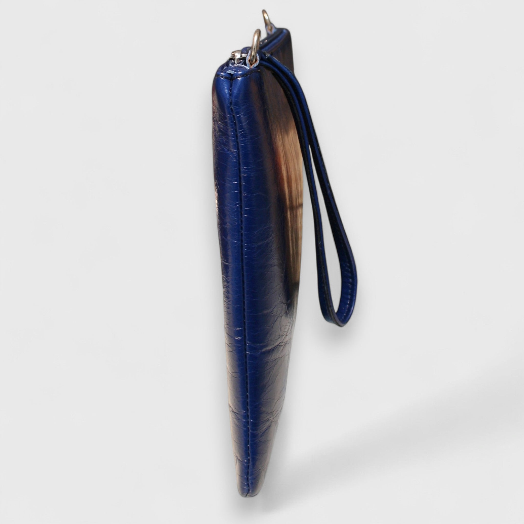 Pelletteria Pelle Nuda Milano, Artigianato Italiano, Vera pelle, Negozio borse donna, Trousse Clara blu