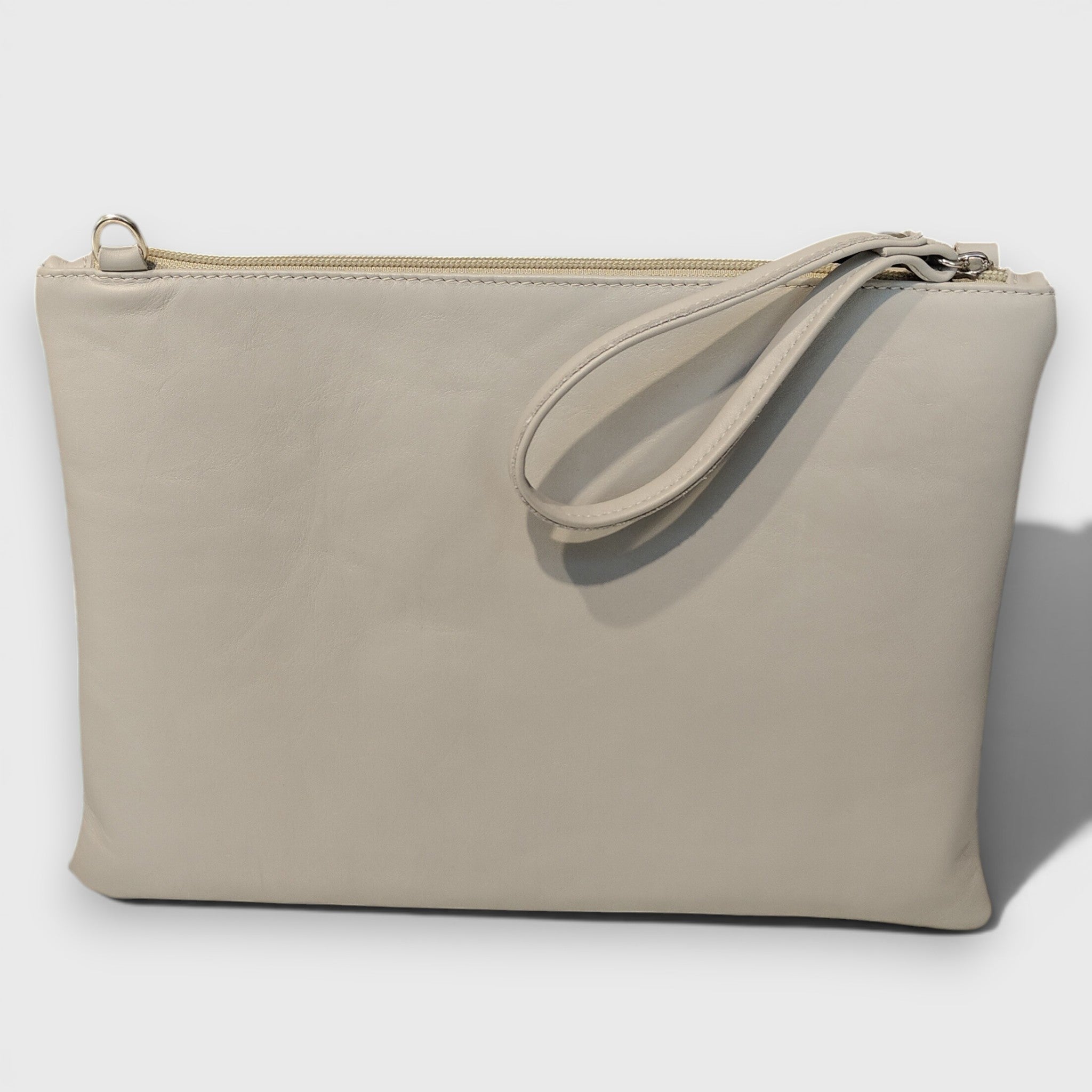Pelletteria Pelle Nuda Milano, Vera pelle Italiana, Negozio borse donna, Trousse Clara grigio
