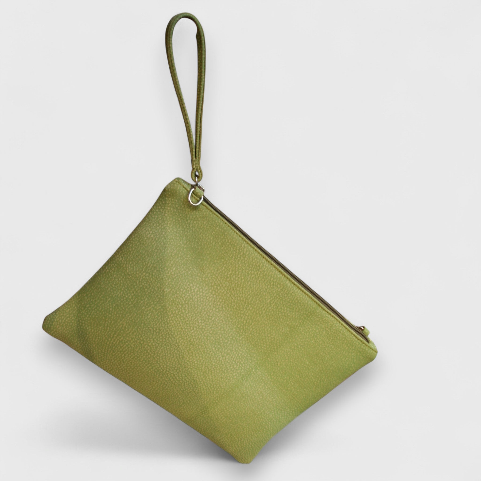 Pelletteria Pelle Nuda Milano, Artigianato Italiano, vera pelle, Negozio borse donna, Trousse Clara verde