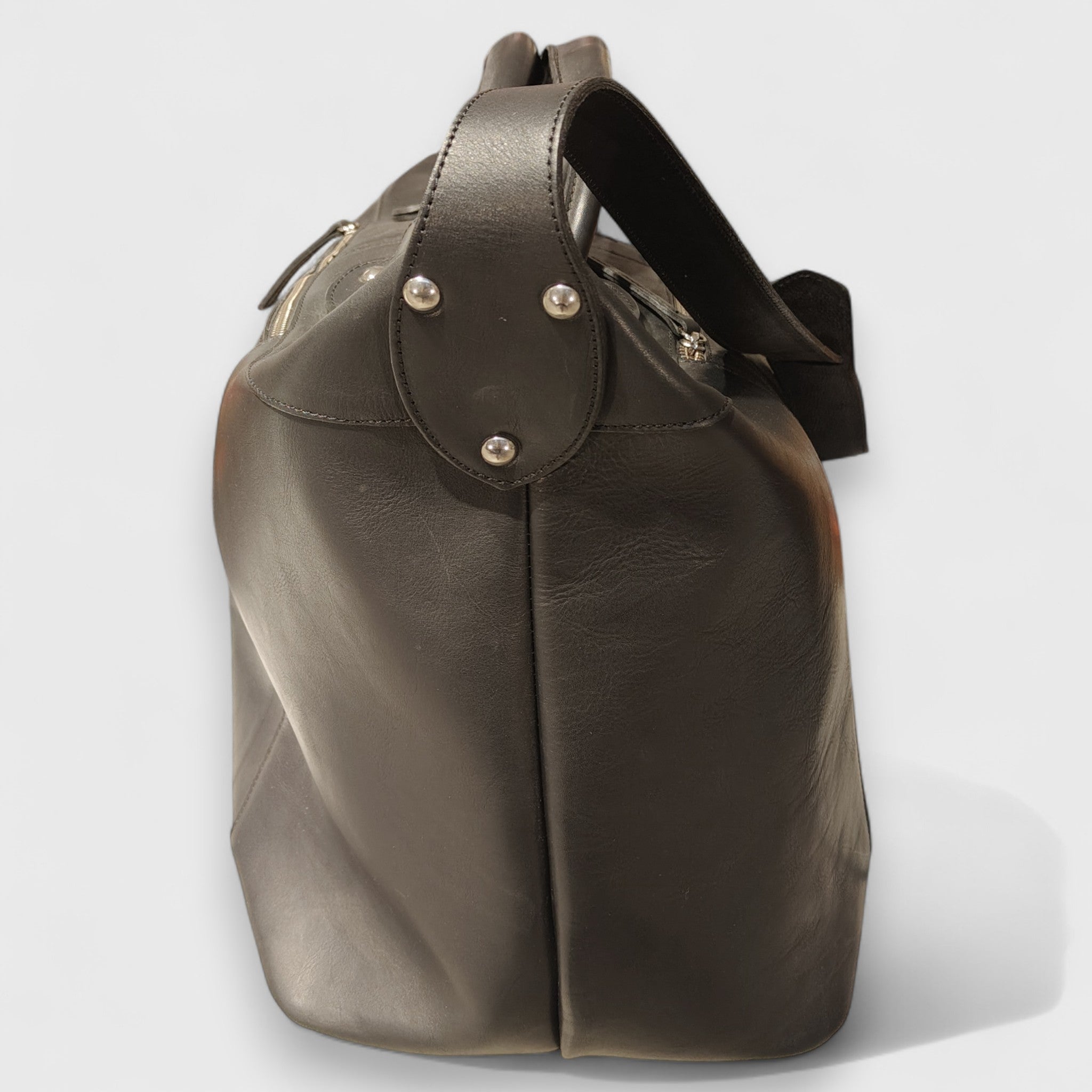 Borsa Viaggio, borsa in pelle, vera pelle, V2 nero, artigianato italiano, Pelle Nuda