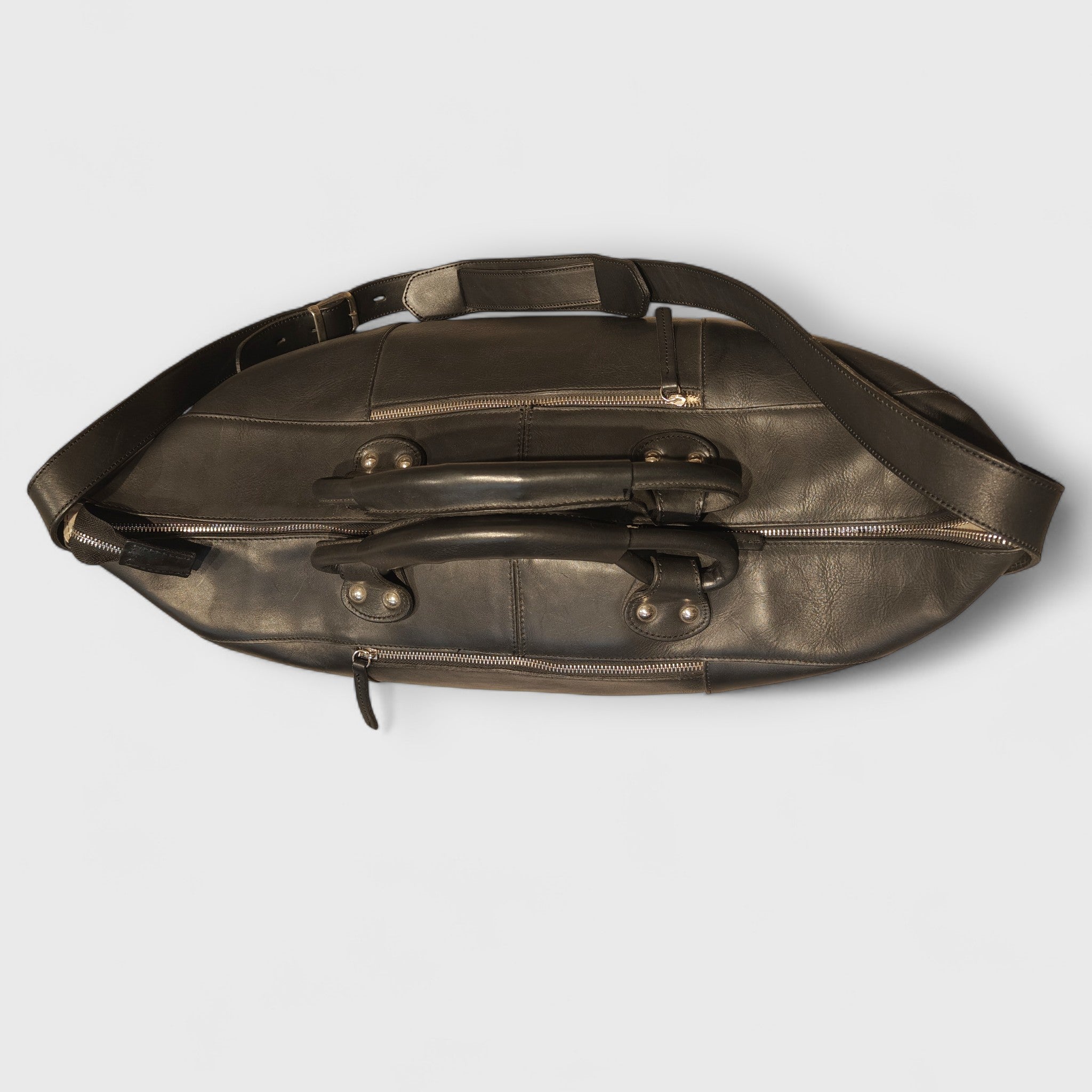 Borsa Viaggio, borsa in pelle, vera pelle, V2 nero, artigianato italiano, Pelle Nuda