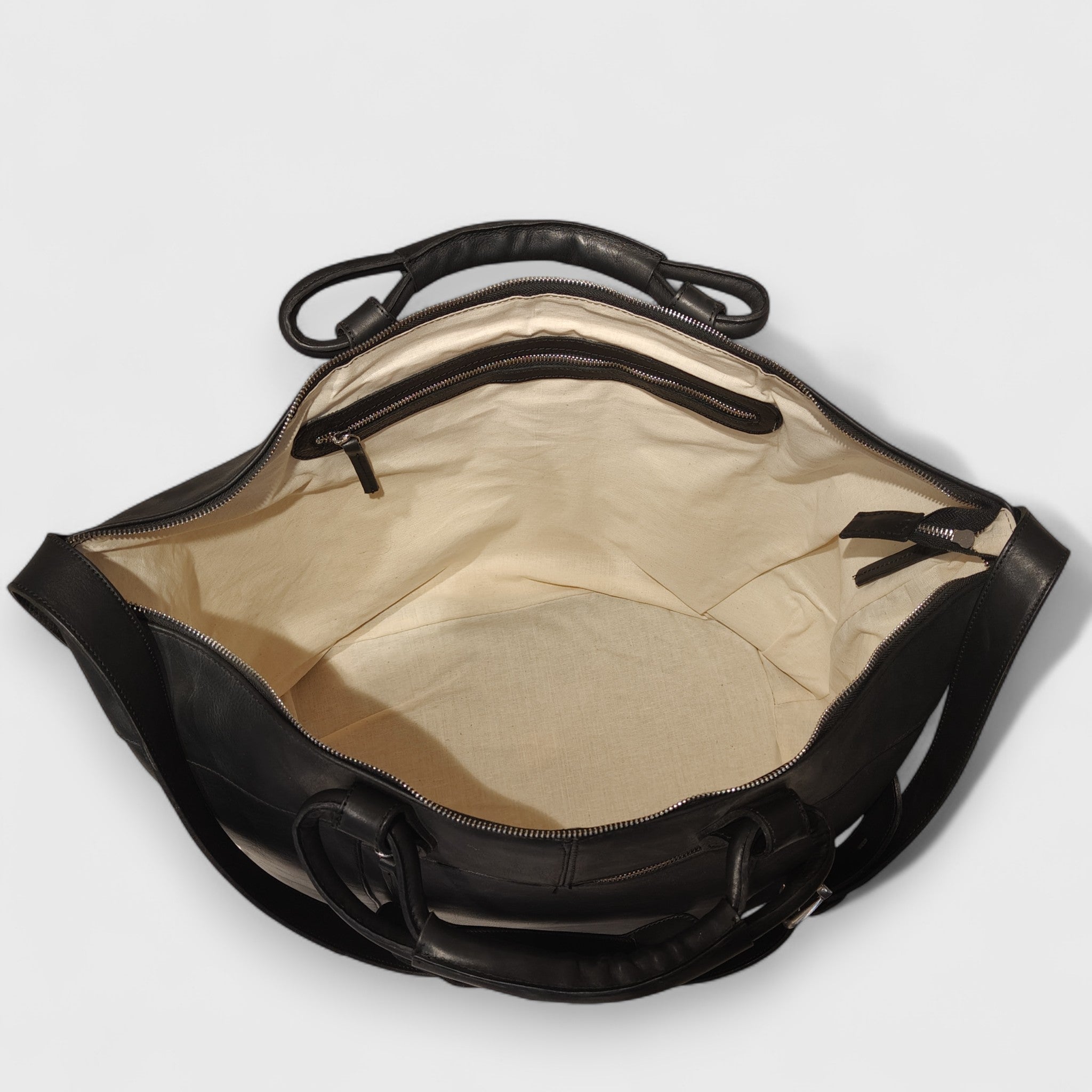 Borsa Viaggio, borsa in pelle, vera pelle, V2 nero, artigianato italiano, Pelle Nuda