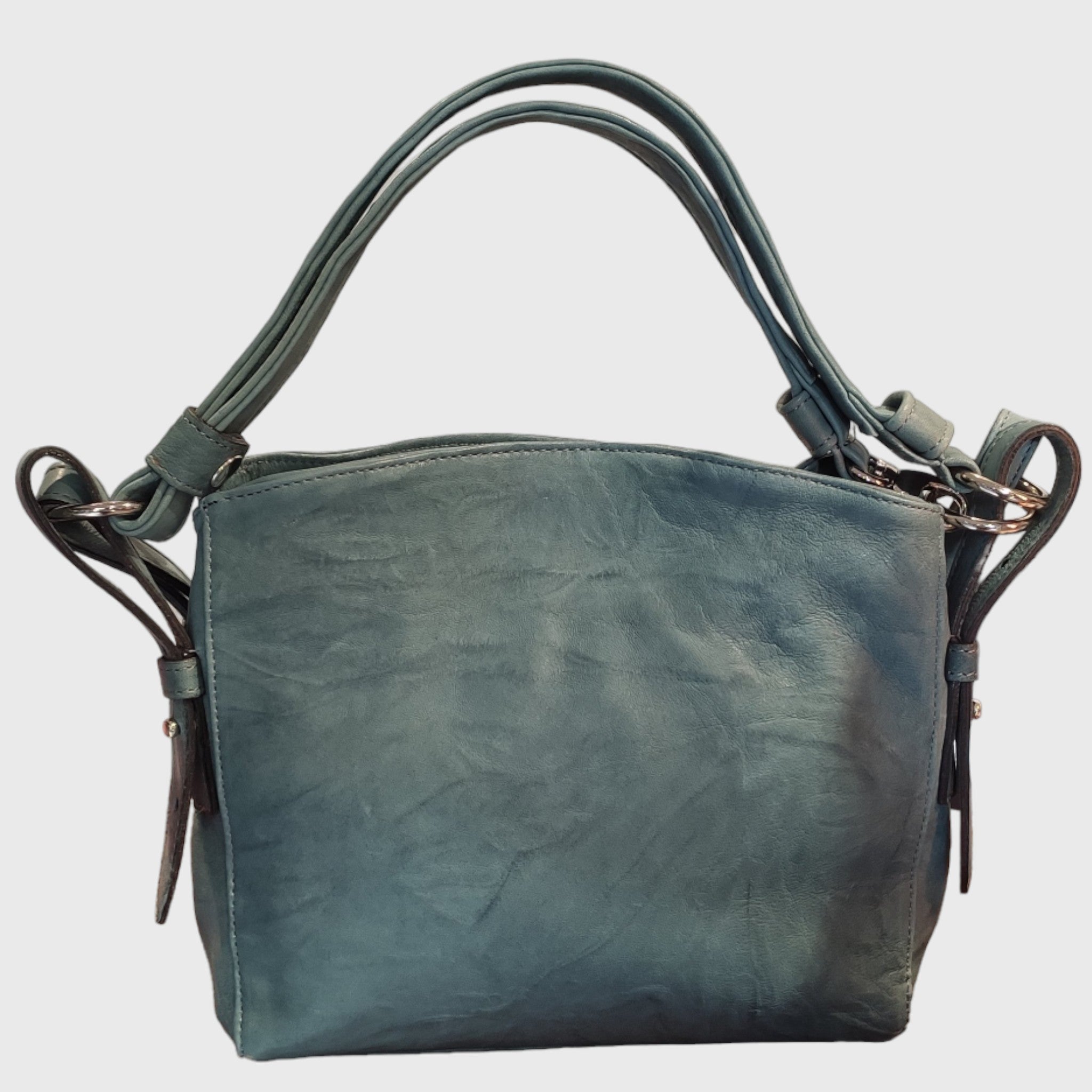 Borsa donna, Borsa in pelle, vera pelle, Valery verde, artigianato italiano, Pelletteria Pelle Nuda Milano