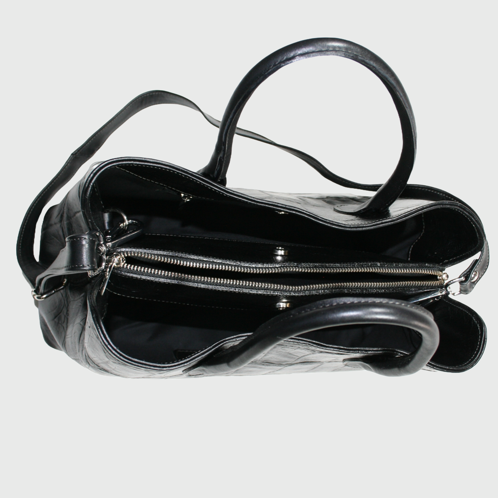 Borsa donna, borsa in pelle, vera pelle, Venezia Nero, artigianato italiano, Pelle Nuda