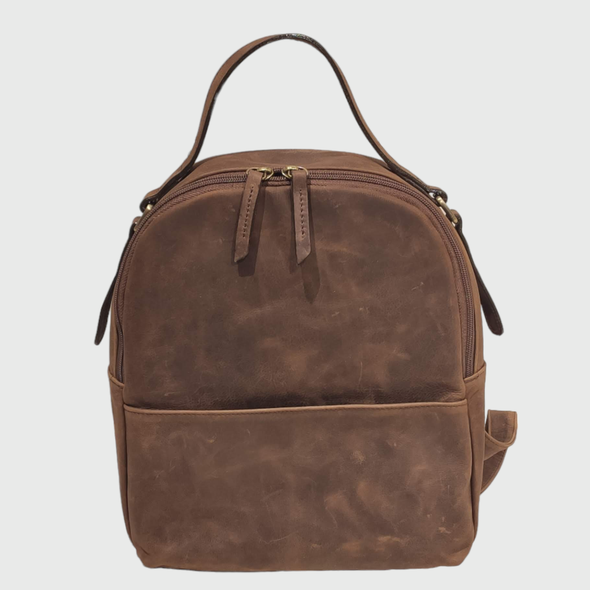 Zaino in pelle, borsa in pelle, vera pelle, Venty mini marrone, artigianato italiano, Pelle Nuda Milano